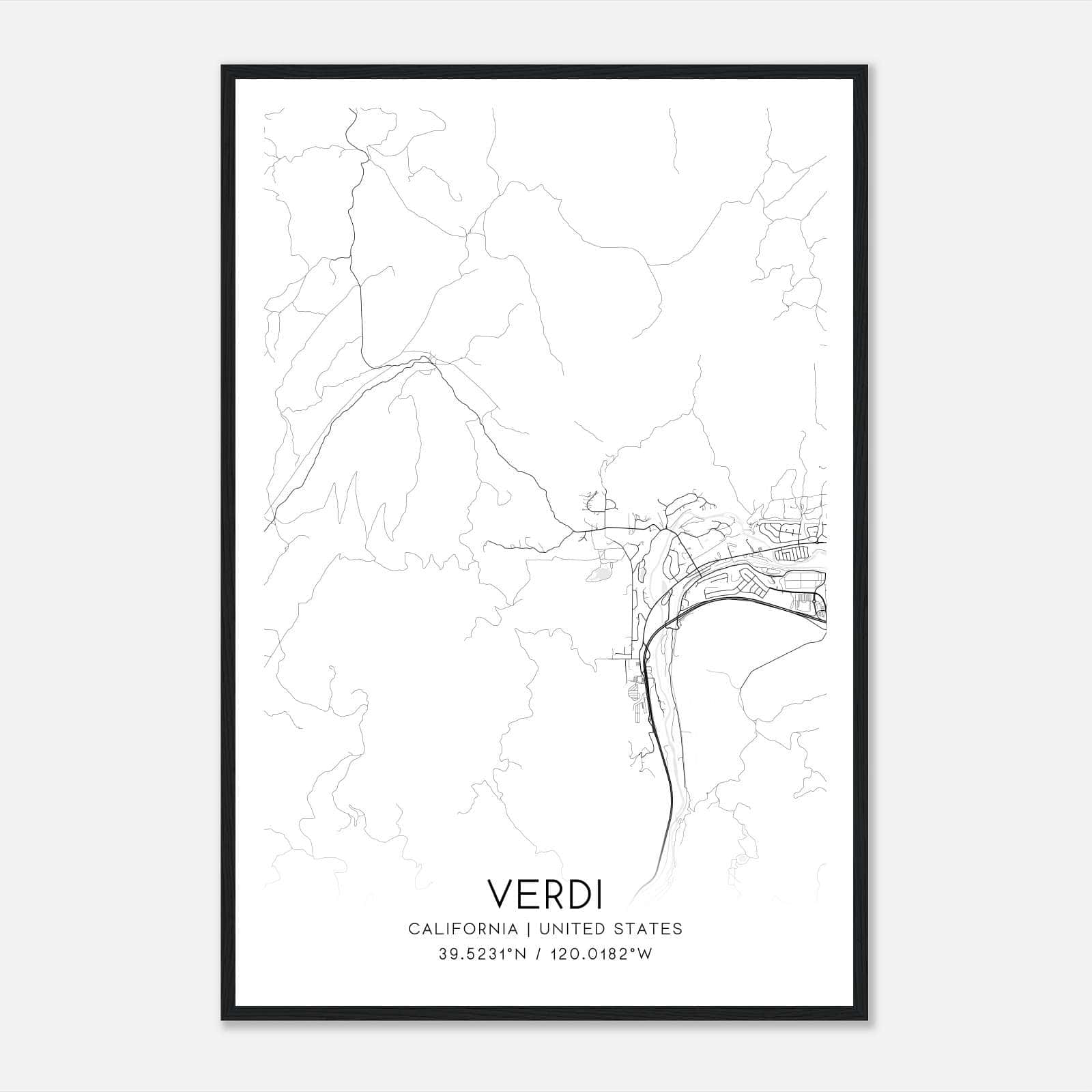 Verdi California Map Poster, Modern Home Decor Wall Art Print Verdi California Map Poster, Modern Home Decor Wall Art Print
