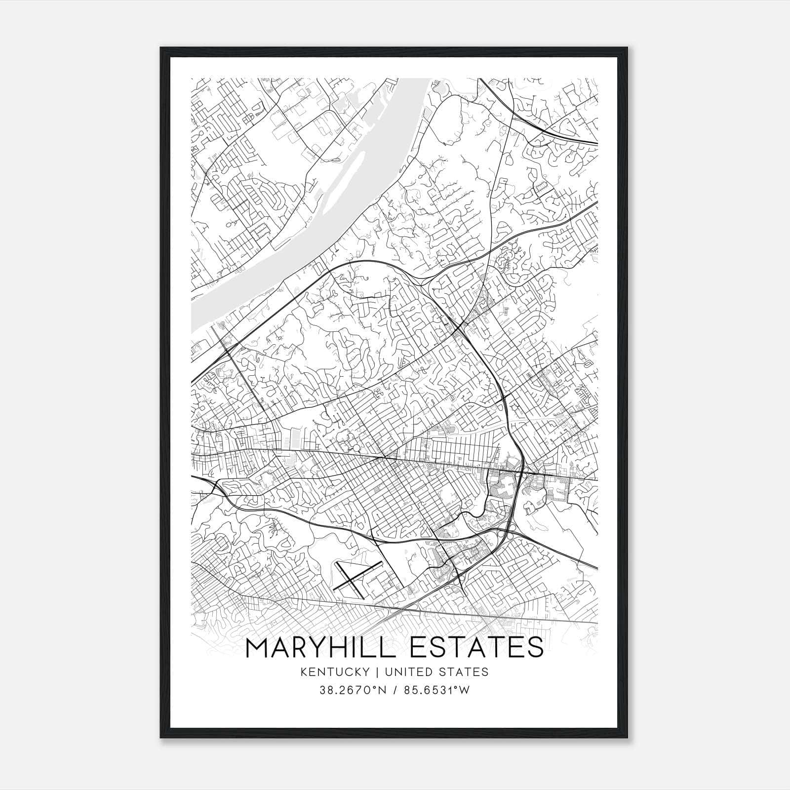 Maryhill Estates Kentucky Map Poster, Modern Home Decor Wall Art Print Maryhill Estates Kentucky Map Poster, Modern Home Decor Wall Art Print