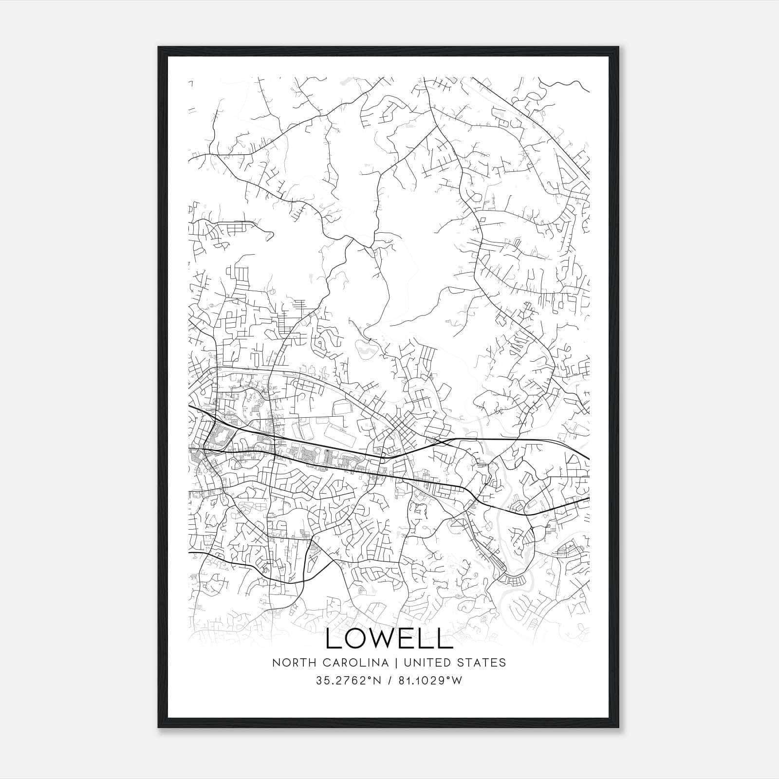 Lowell North Carolina Map Poster, Modern Home Decor Wall Art Print Lowell North Carolina Map Poster, Modern Home Decor Wall Art Print