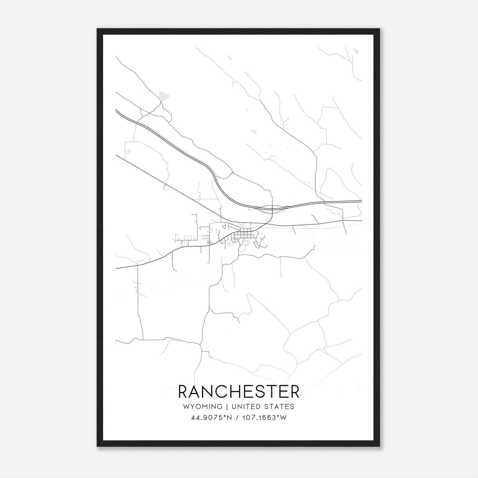 Ranchester Wyoming Map Poster, Modern Home Decor Wall Art Print Ranchester Wyoming Map Poster, Modern Home Decor Wall Art Print