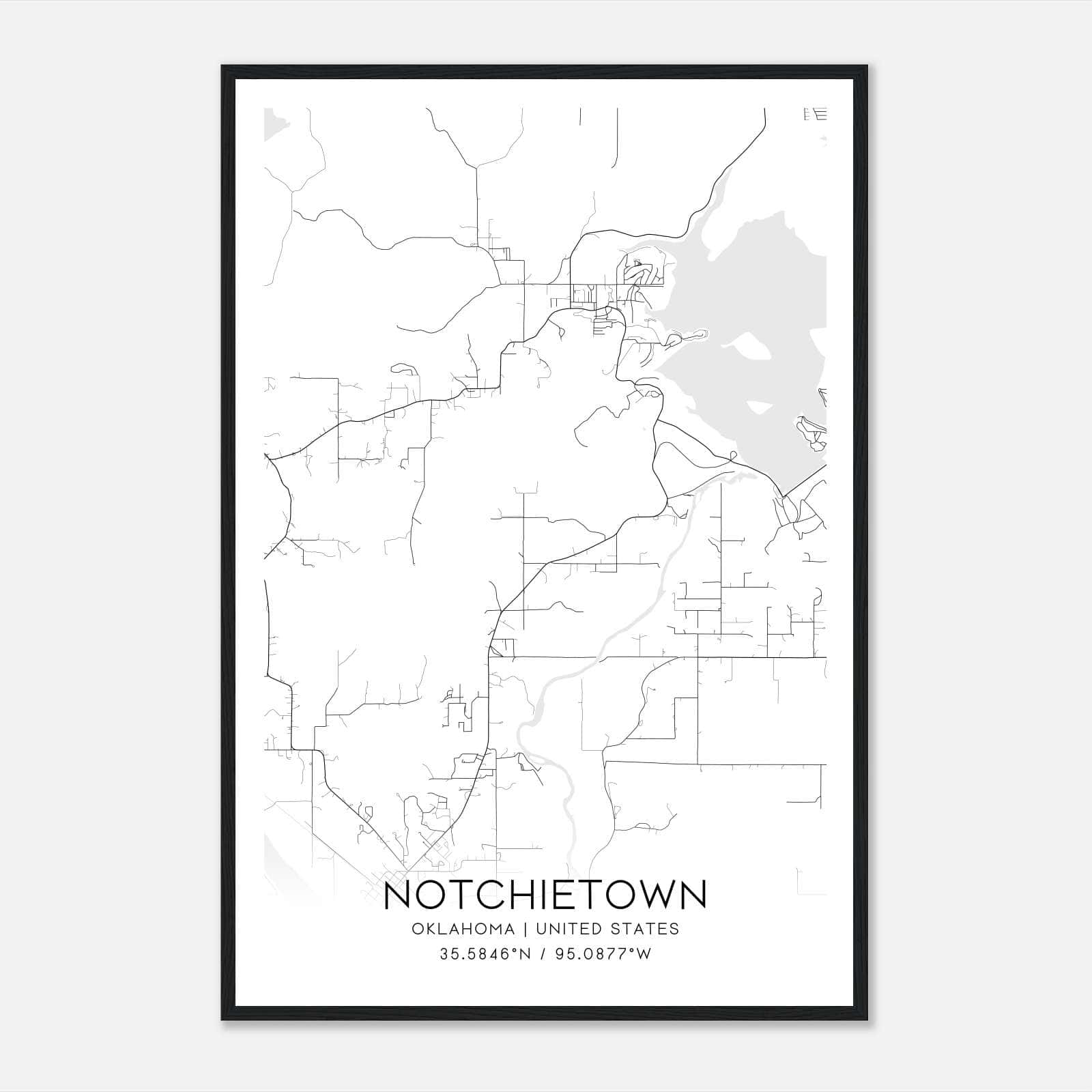 Notchietown Oklahoma Map Poster, Modern Home Decor Wall Art Print Notchietown Oklahoma Map Poster, Modern Home Decor Wall Art Print