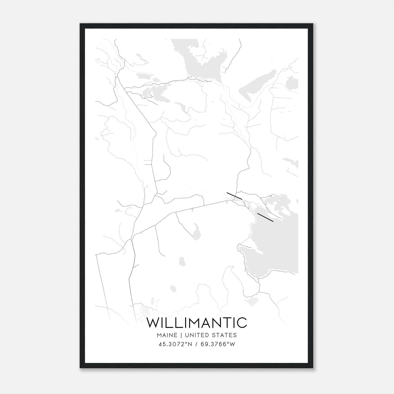 Willimantic Maine Map Poster, Modern Home Decor Wall Art Print Willimantic Maine Map Poster, Modern Home Decor Wall Art Print