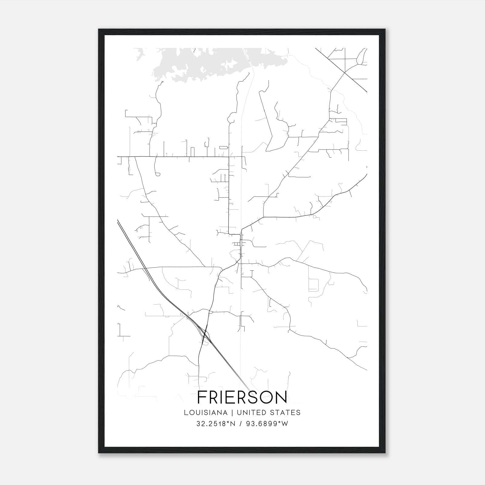 Frierson Louisiana Map Poster, Modern Home Decor Wall Art Print Frierson Louisiana Map Poster, Modern Home Decor Wall Art Print