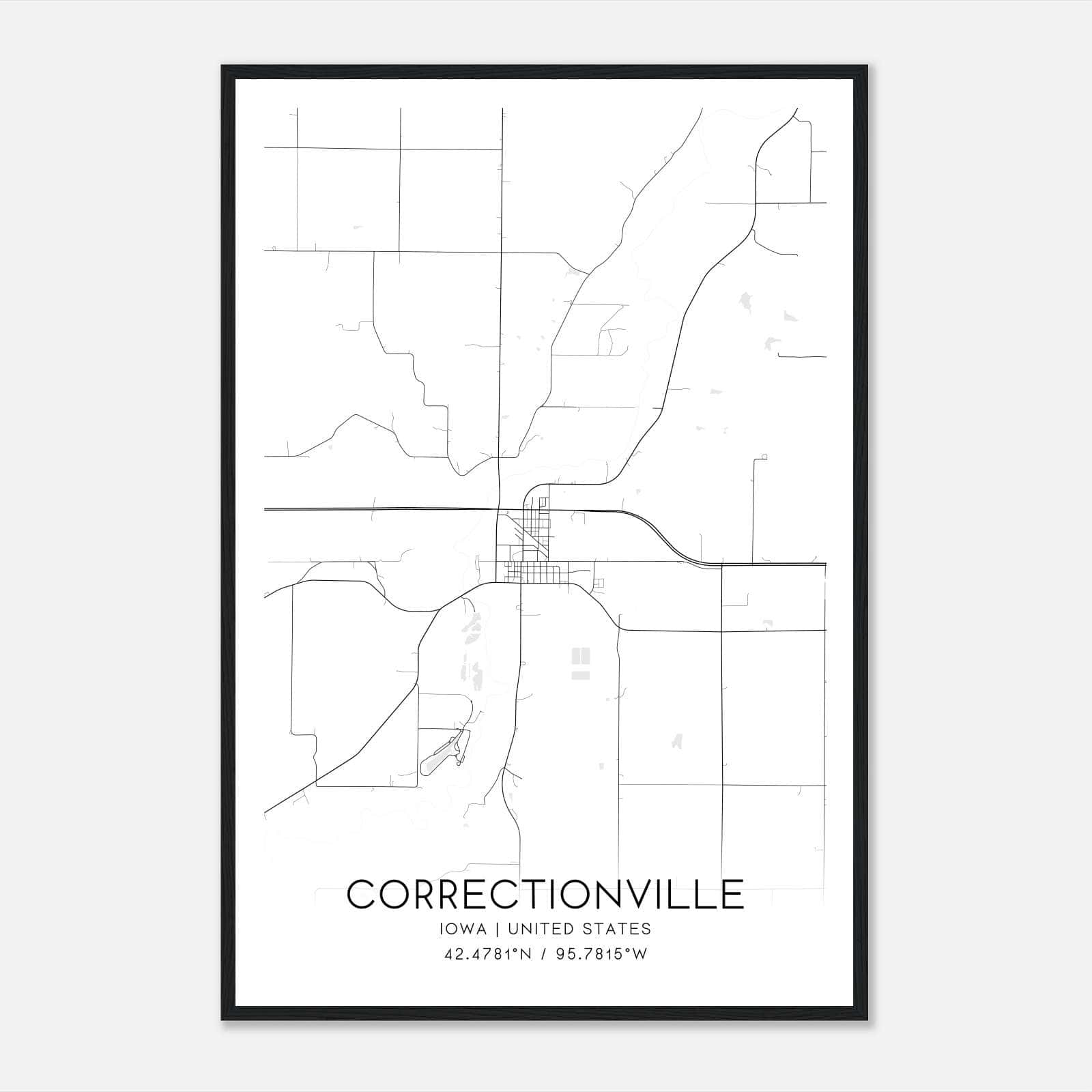 Correctionville Iowa Map Poster, Modern Home Decor Wall Art Print Correctionville Iowa Map Poster, Modern Home Decor Wall Art Print