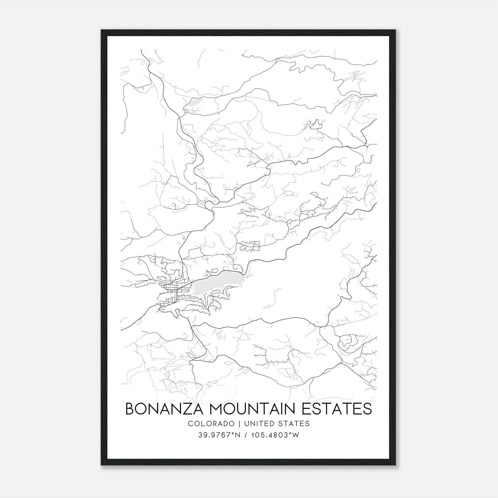 Bonanza Mountain Estates Colorado Map Poster, Modern Home Decor Wall Art Print Bonanza Mountain Estates Colorado Map Poster, Modern Home Decor Wall Art Print