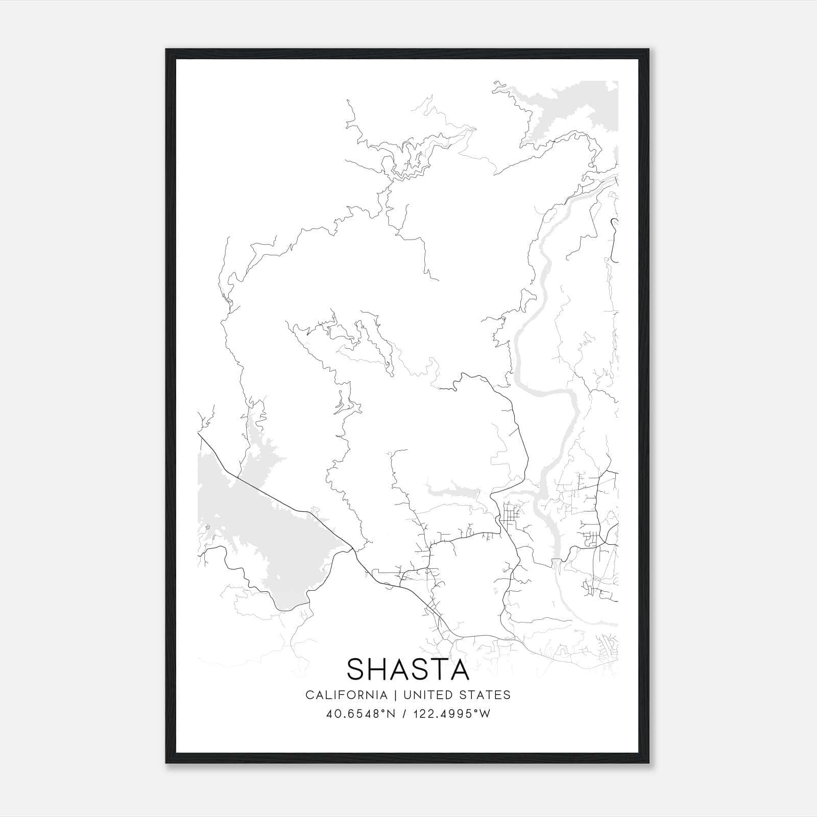 Shasta California Map Poster, Modern Home Decor Wall Art Print Shasta California Map Poster, Modern Home Decor Wall Art Print