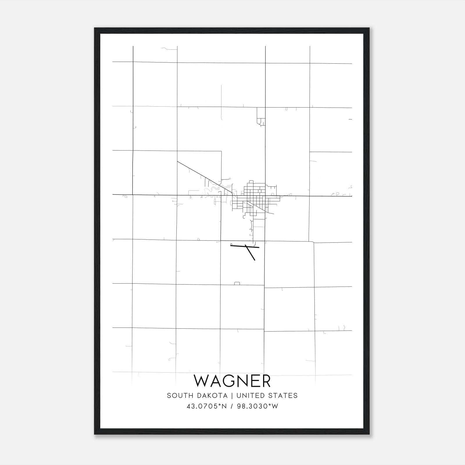 Wagner South Dakota Map Poster, Modern Home Decor Wall Art Print Wagner South Dakota Map Poster, Modern Home Decor Wall Art Print