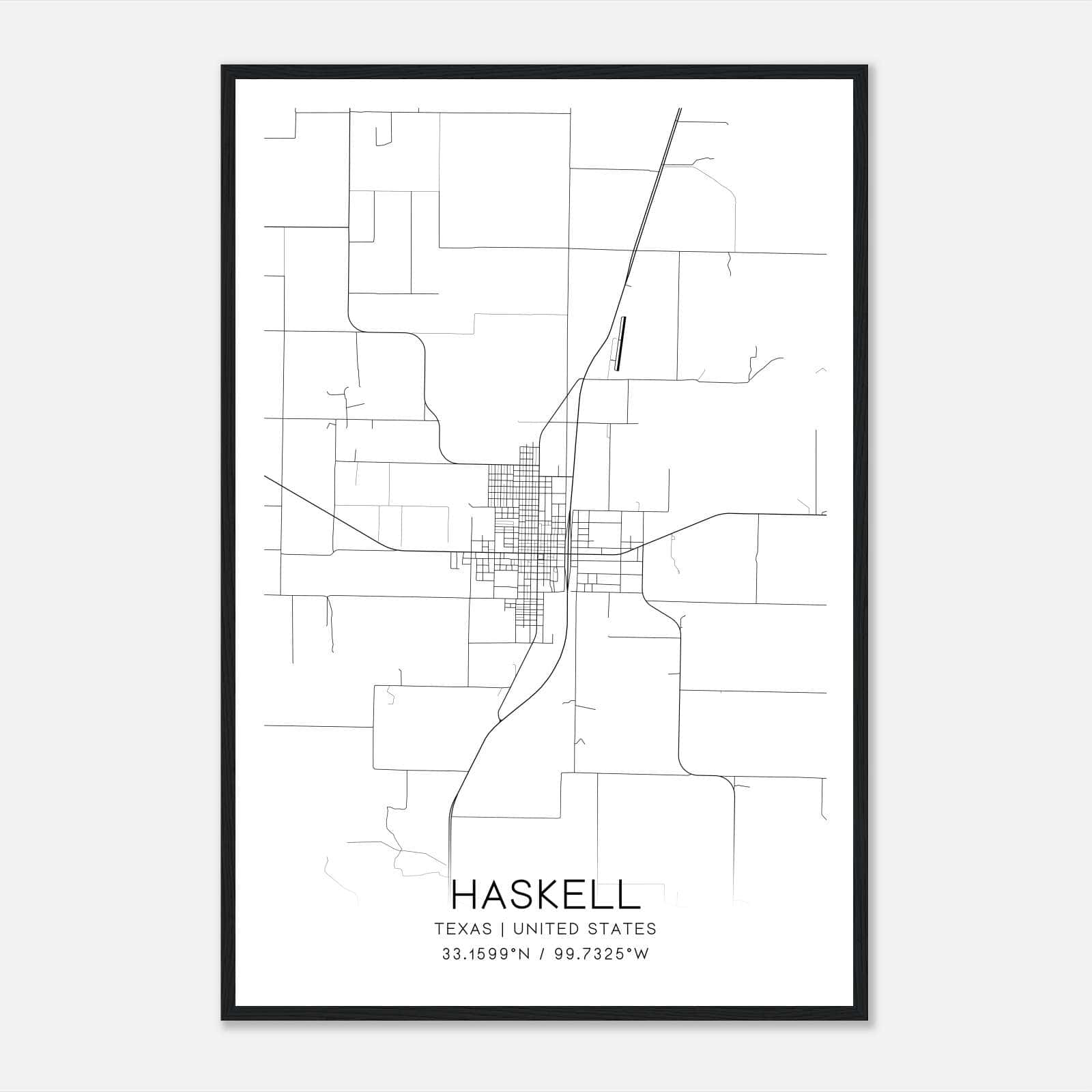 Haskell Texas Map Poster, Modern Home Decor Wall Art Print Haskell Texas Map Poster, Modern Home Decor Wall Art Print
