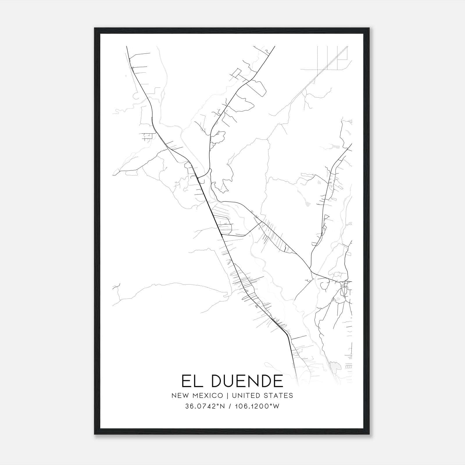 El Duende New Mexico Map Poster, Modern Home Decor Wall Art Print El Duende New Mexico Map Poster, Modern Home Decor Wall Art Print