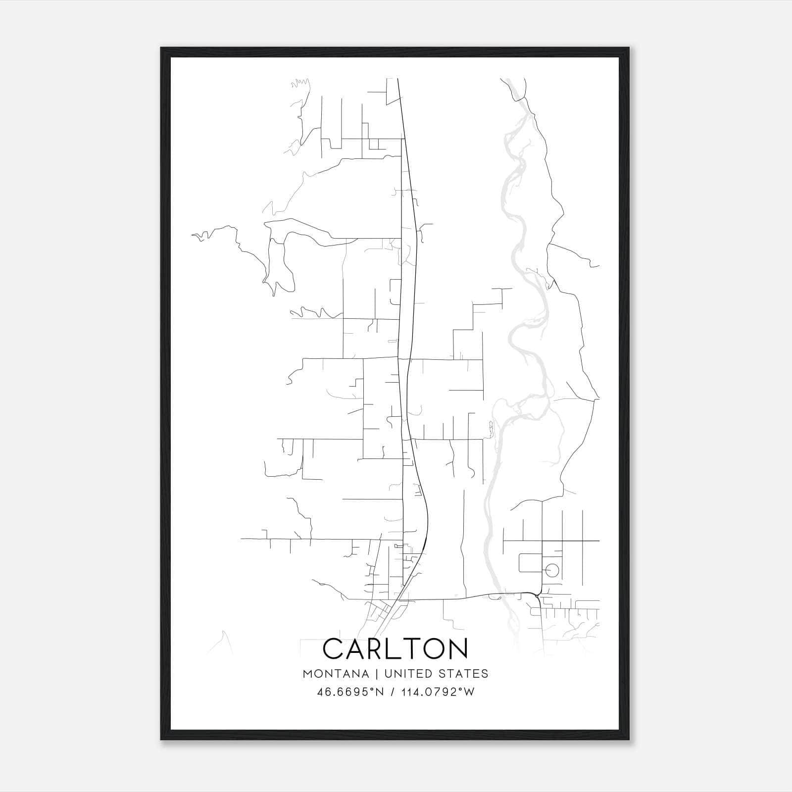 Carlton Montana Map Poster, Modern Home Decor Wall Art Print Carlton Montana Map Poster, Modern Home Decor Wall Art Print