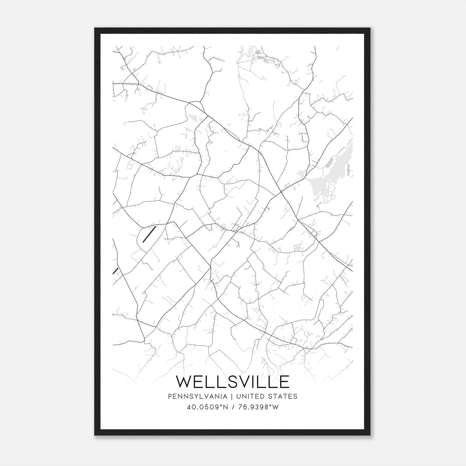 Wellsville Pennsylvania Map Poster, Modern Home Decor Wall Art Print Wellsville Pennsylvania Map Poster, Modern Home Decor Wall Art Print