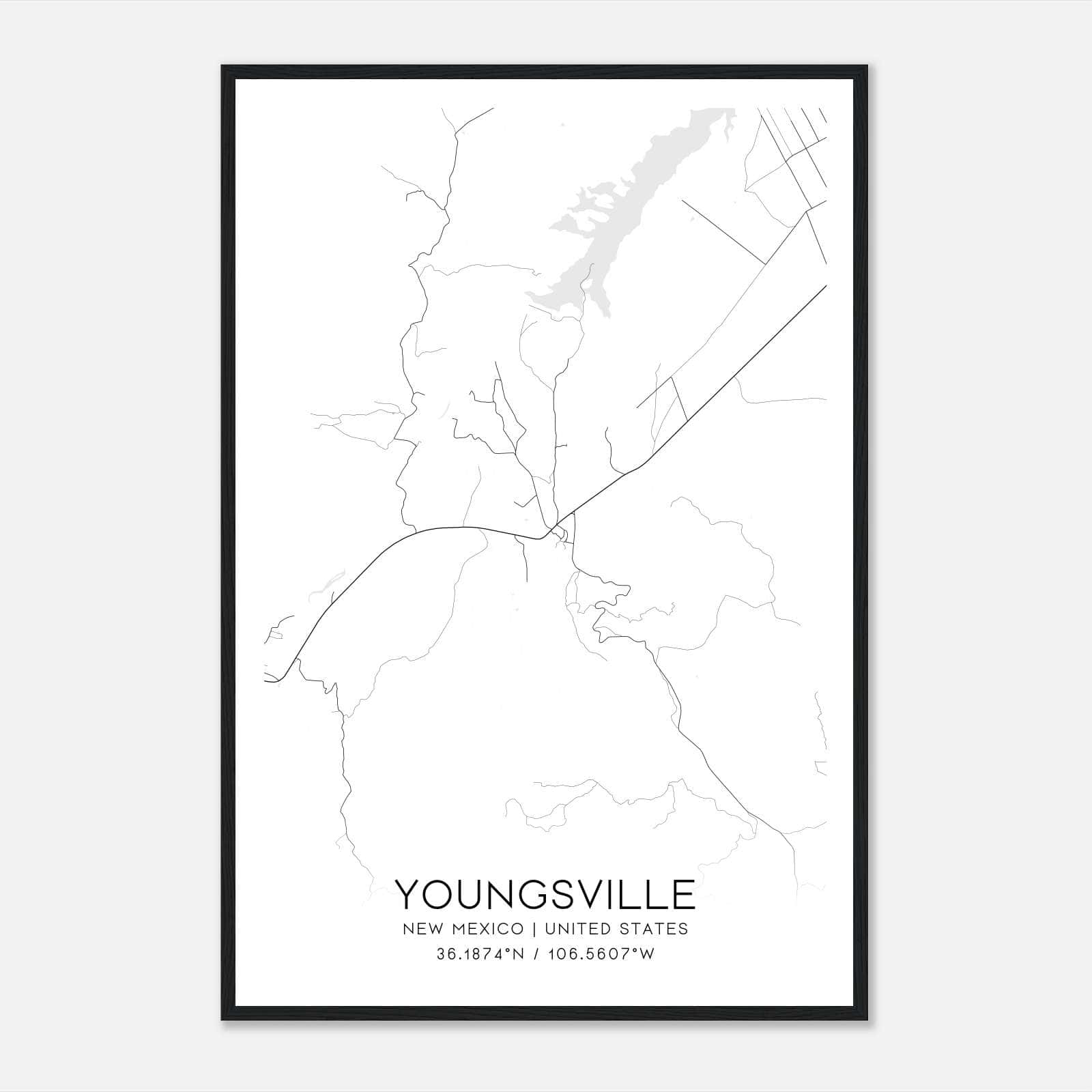Youngsville New Mexico Map Poster, Modern Home Decor Wall Art Print