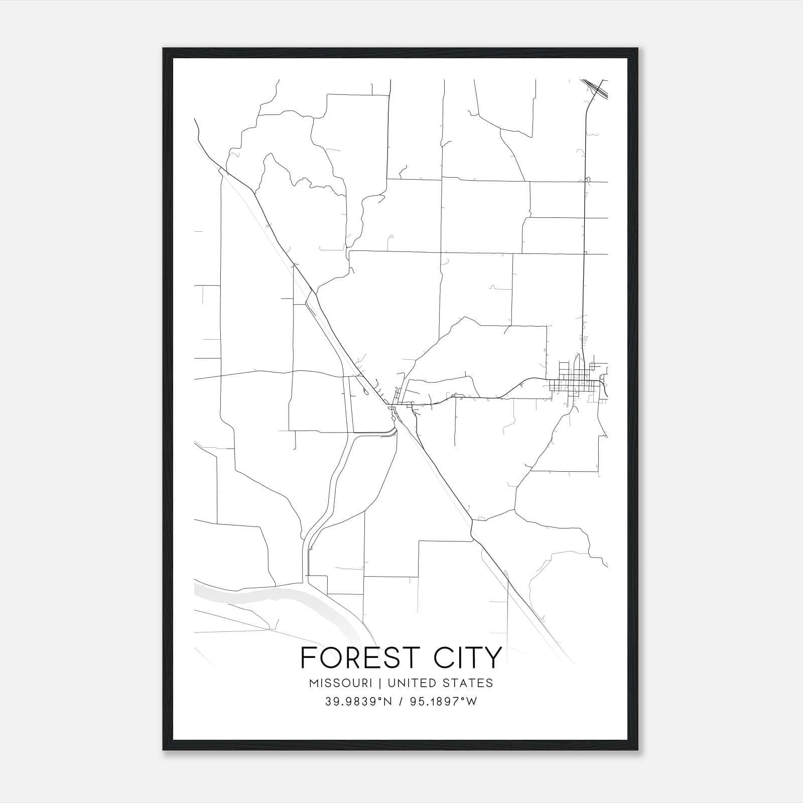 Forest City Missouri Map Poster, Modern Home Decor Wall Art Print Forest City Missouri Map Poster, Modern Home Decor Wall Art Print
