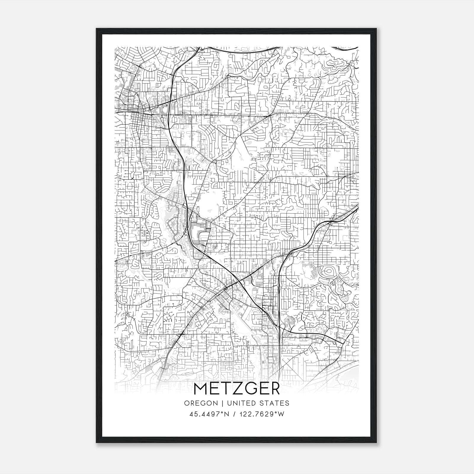 Metzger Oregon Map Poster, Modern Home Decor Wall Art Print Metzger Oregon Map Poster, Modern Home Decor Wall Art Print