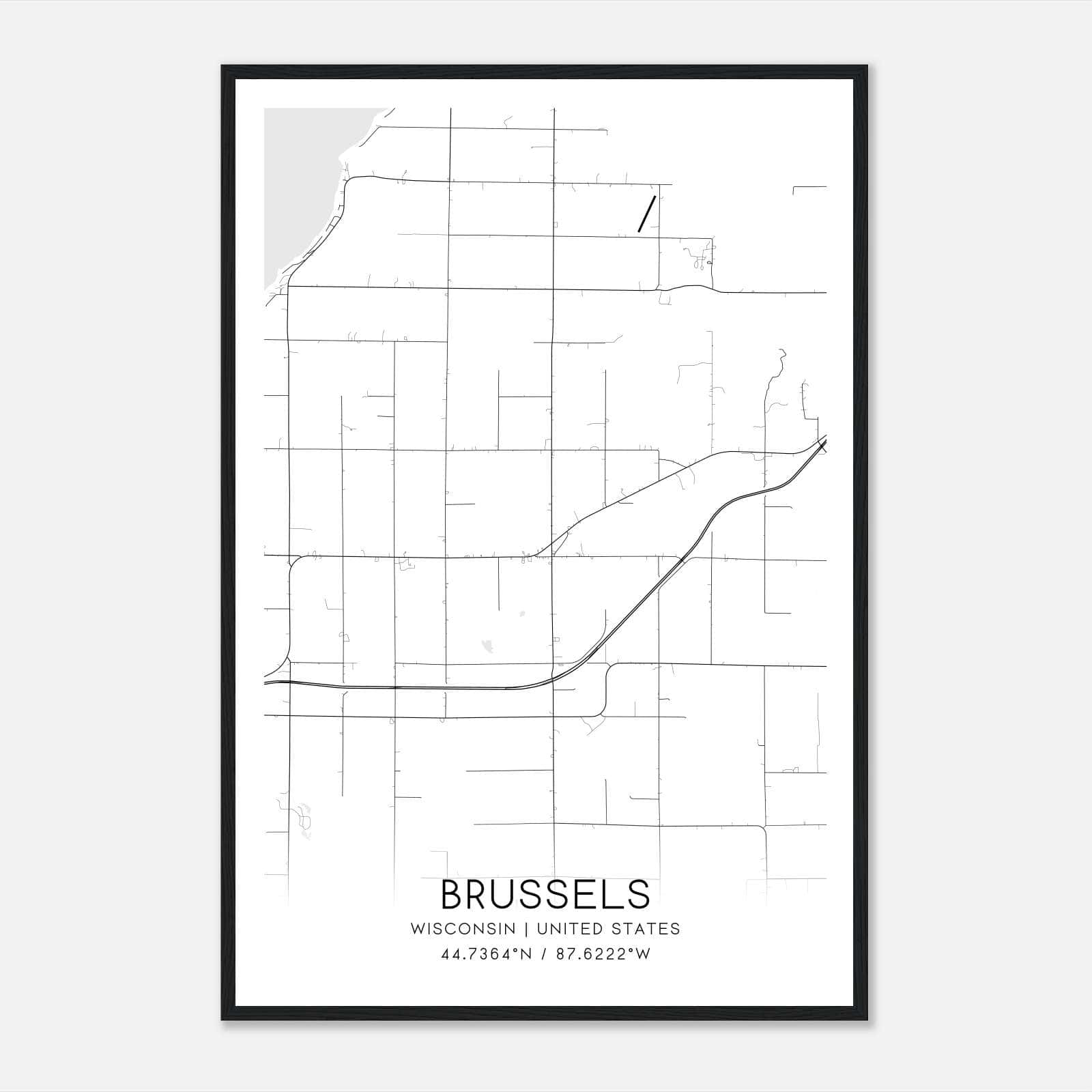 Brussels Wisconsin Map Poster, Modern Home Decor Wall Art Print Brussels Wisconsin Map Poster, Modern Home Decor Wall Art Print