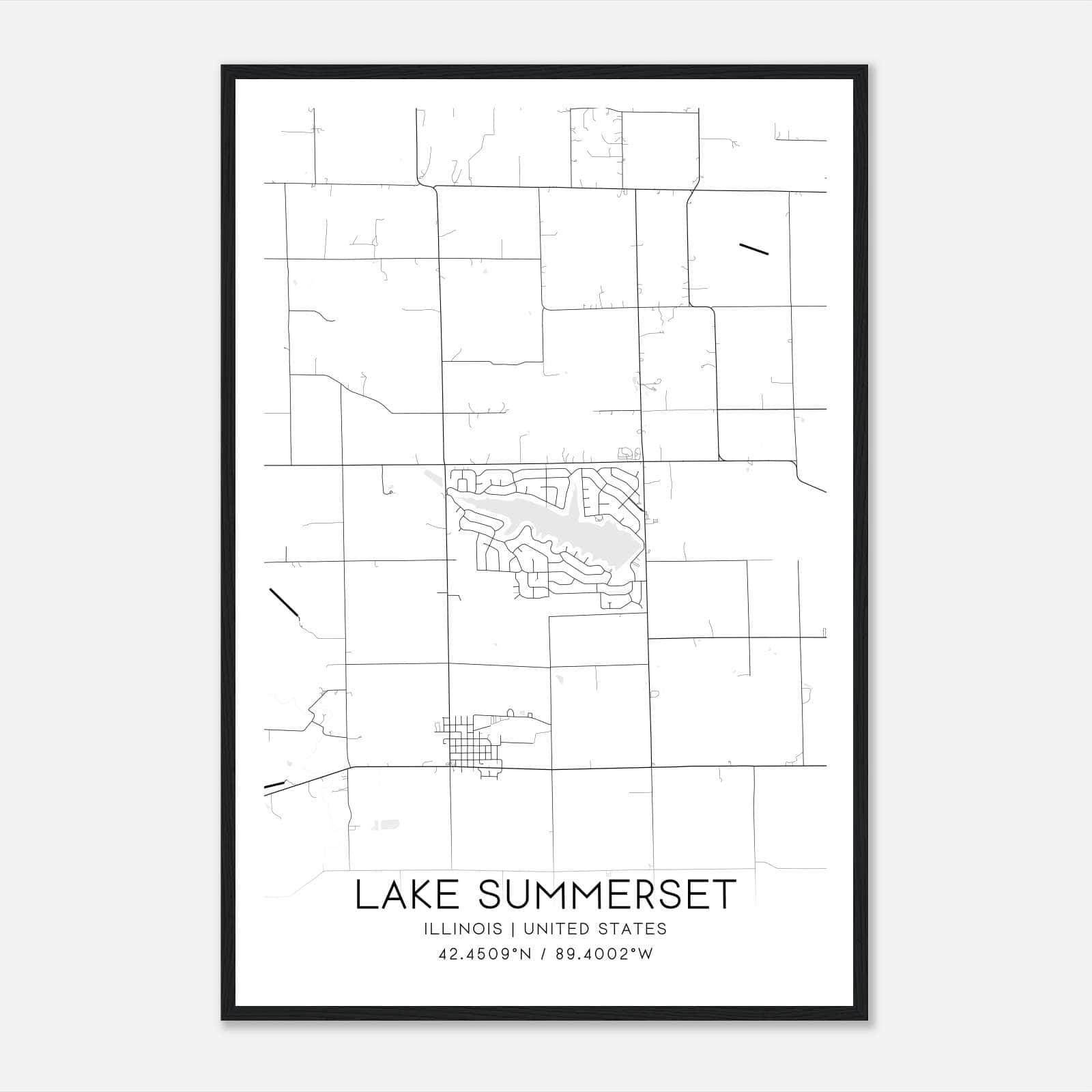 Lake Summerset Illinois Map Poster, Modern Home Decor Wall Art Print Lake Summerset Illinois Map Poster, Modern Home Decor Wall Art Print