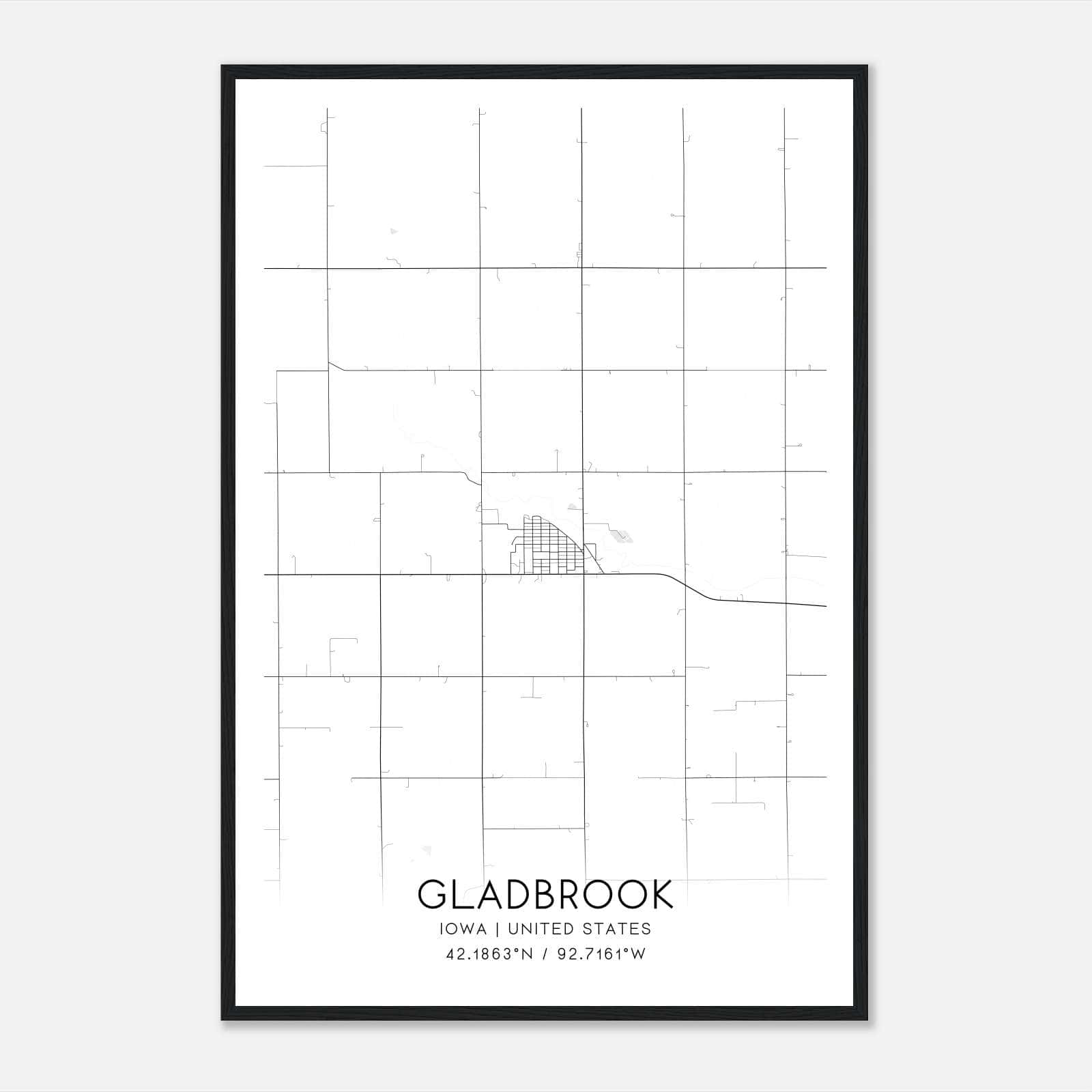 Gladbrook Iowa Map Poster, Modern Home Decor Wall Art Print Gladbrook Iowa Map Poster, Modern Home Decor Wall Art Print