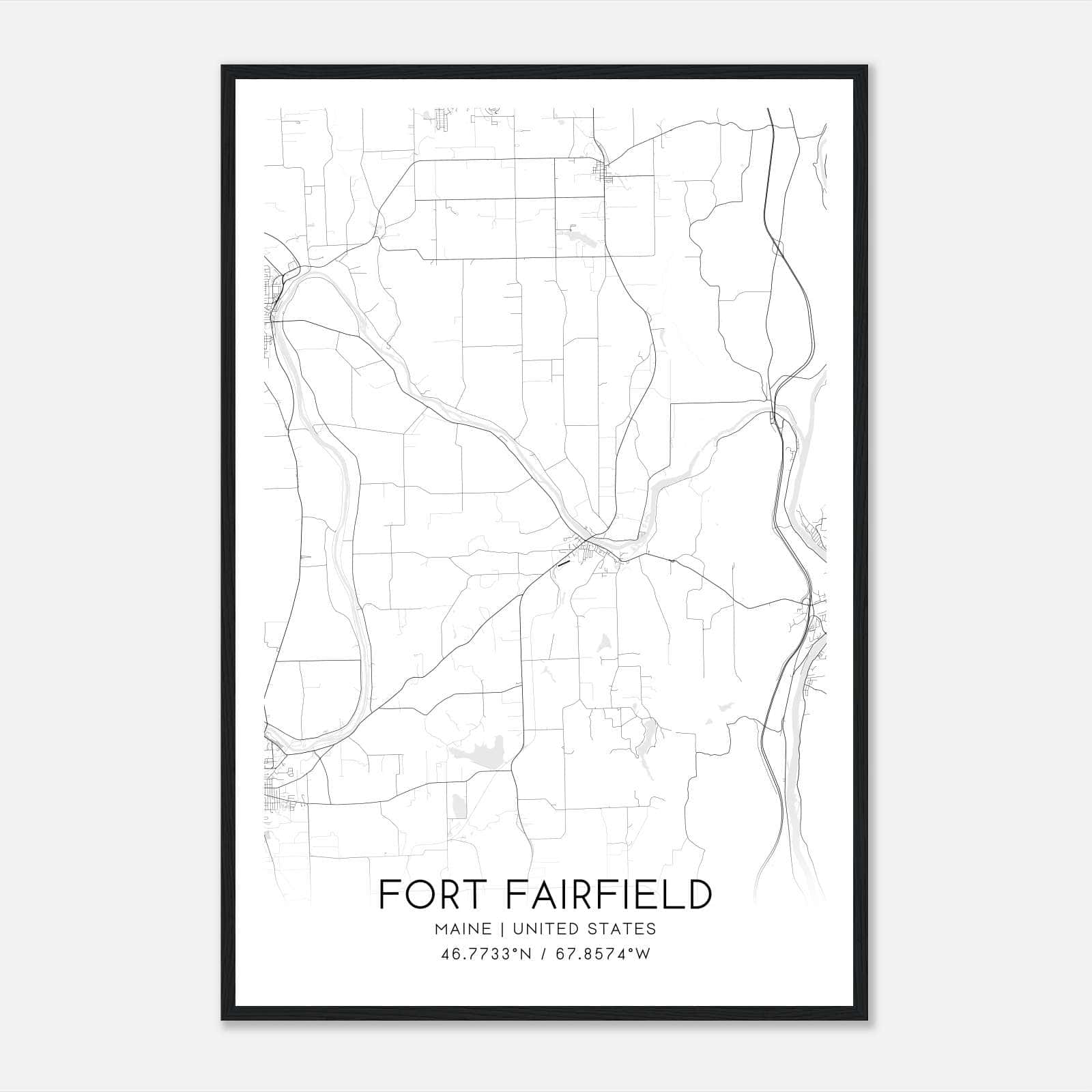 Fort Fairfield Maine Map Poster, Modern Home Decor Wall Art Print Fort Fairfield Maine Map Poster, Modern Home Decor Wall Art Print