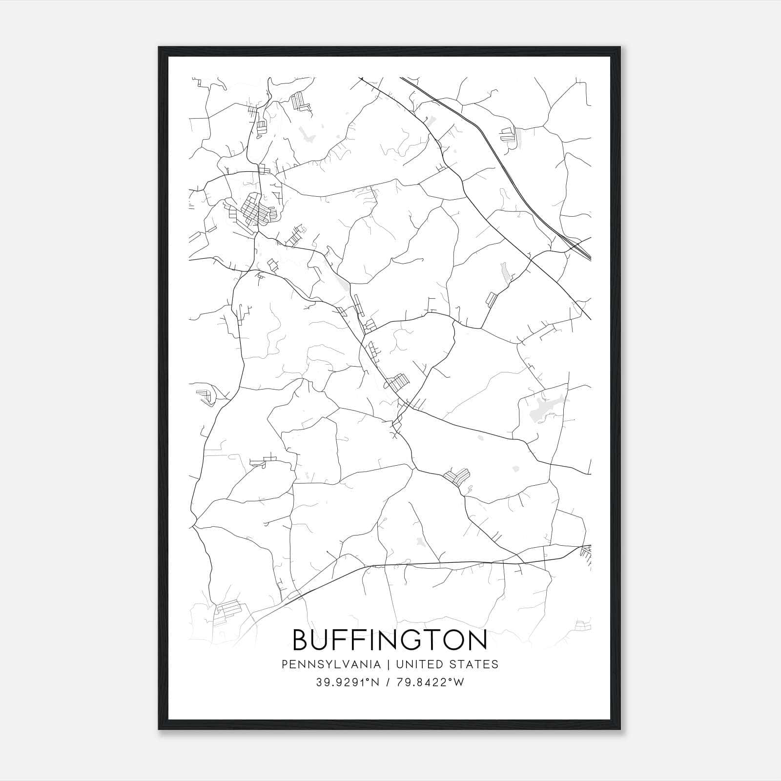 Buffington Pennsylvania Map Poster, Modern Home Decor Wall Art Print Buffington Pennsylvania Map Poster, Modern Home Decor Wall Art Print