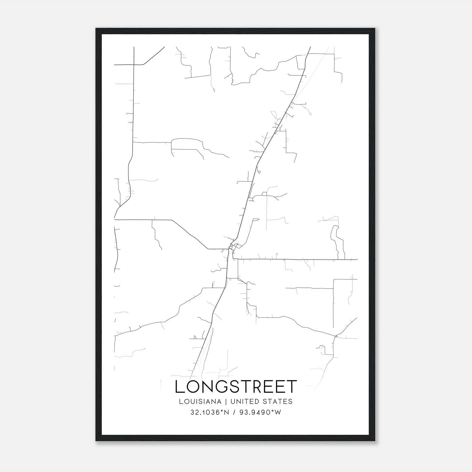 Longstreet Louisiana Map Poster, Modern Home Decor Wall Art Print Longstreet Louisiana Map Poster, Modern Home Decor Wall Art Print