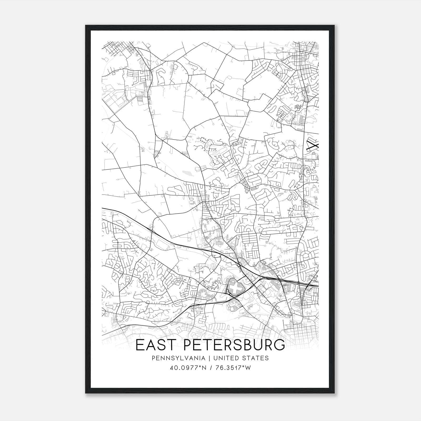 East Petersburg Pennsylvania Map Poster, Modern Home Decor Wall Art Print East Petersburg Pennsylvania Map Poster, Modern Home Decor Wall Art Print