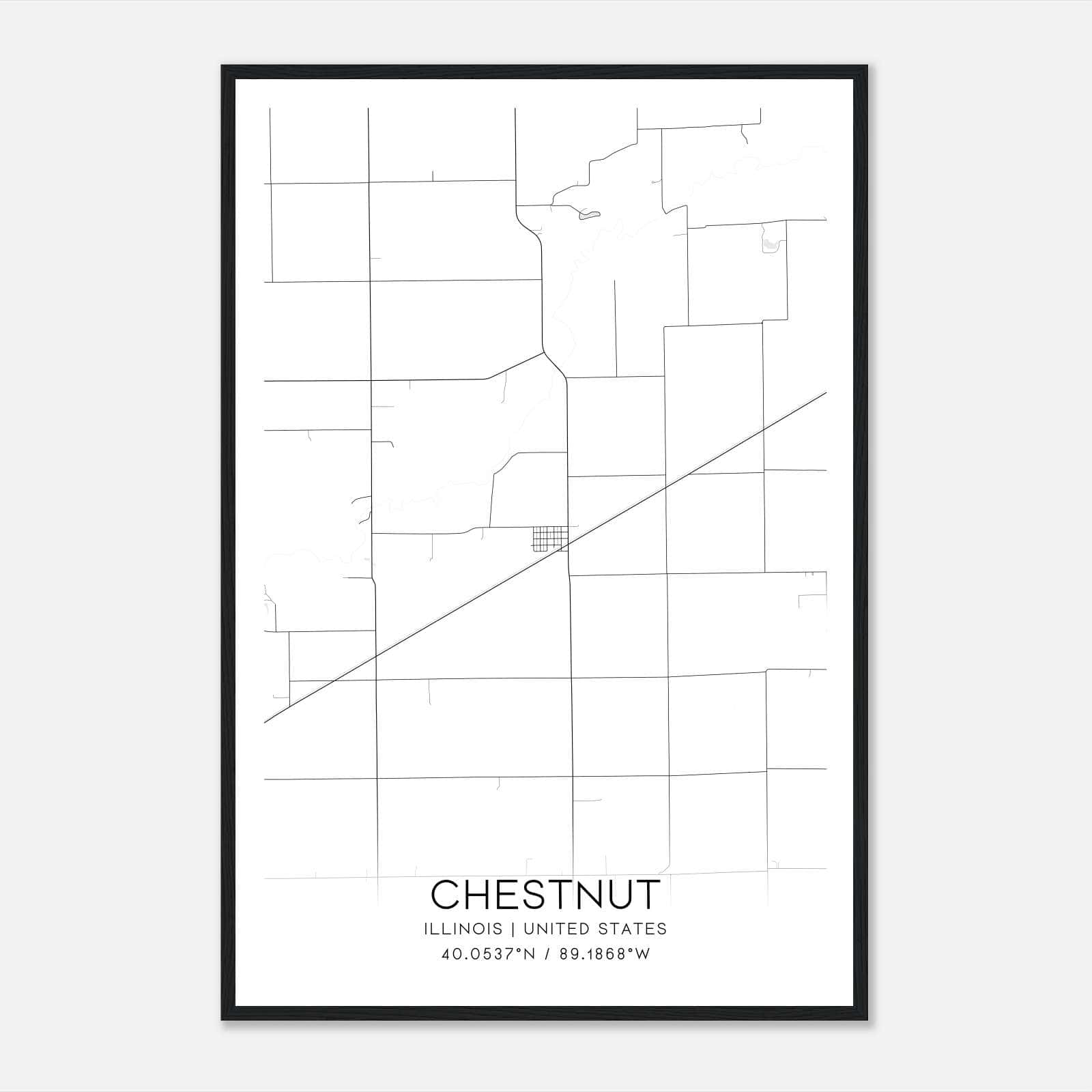 Chestnut Illinois Map Poster, Modern Home Decor Wall Art Print Chestnut Illinois Map Poster, Modern Home Decor Wall Art Print