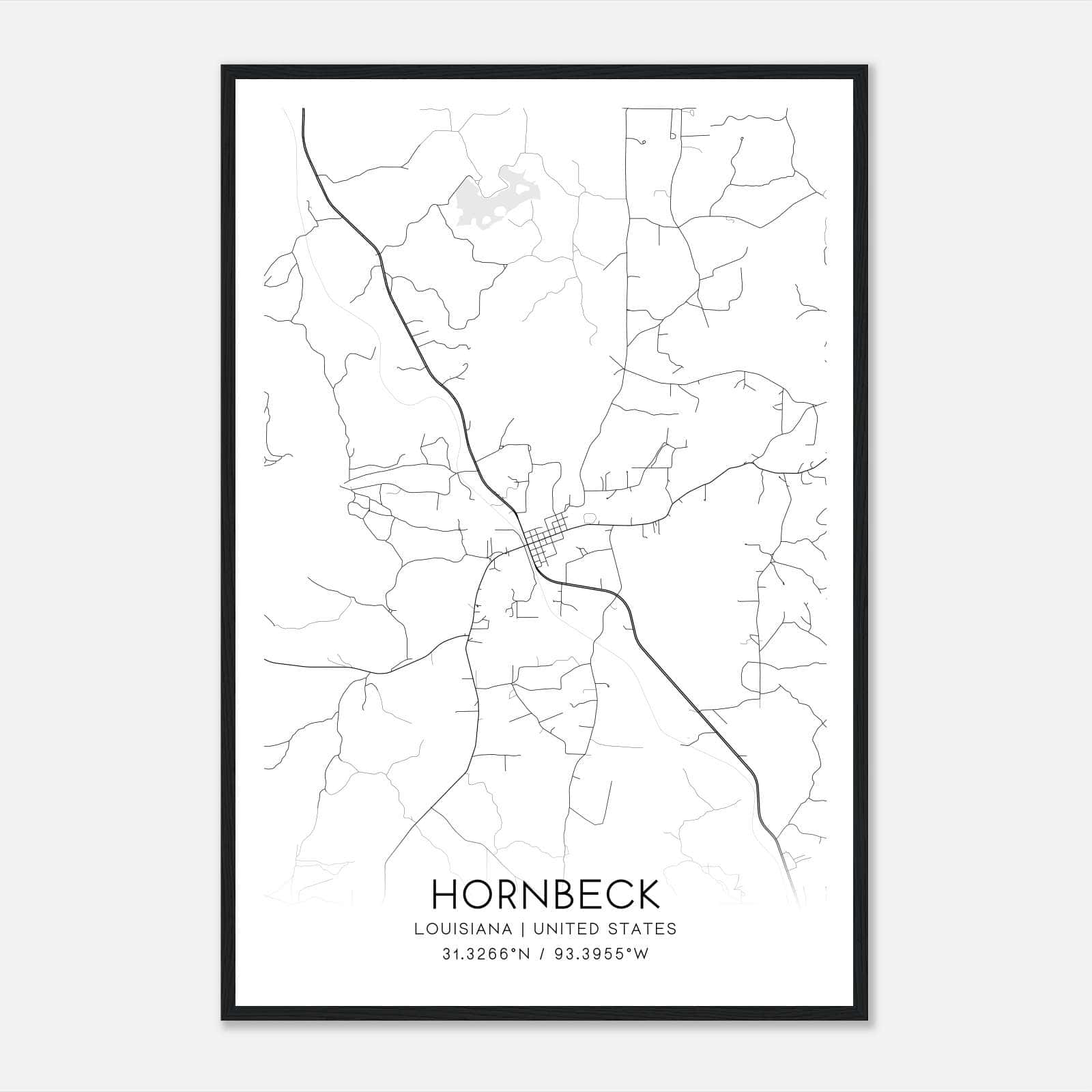 Hornbeck Louisiana Map Poster, Modern Home Decor Wall Art Print Hornbeck Louisiana Map Poster, Modern Home Decor Wall Art Print