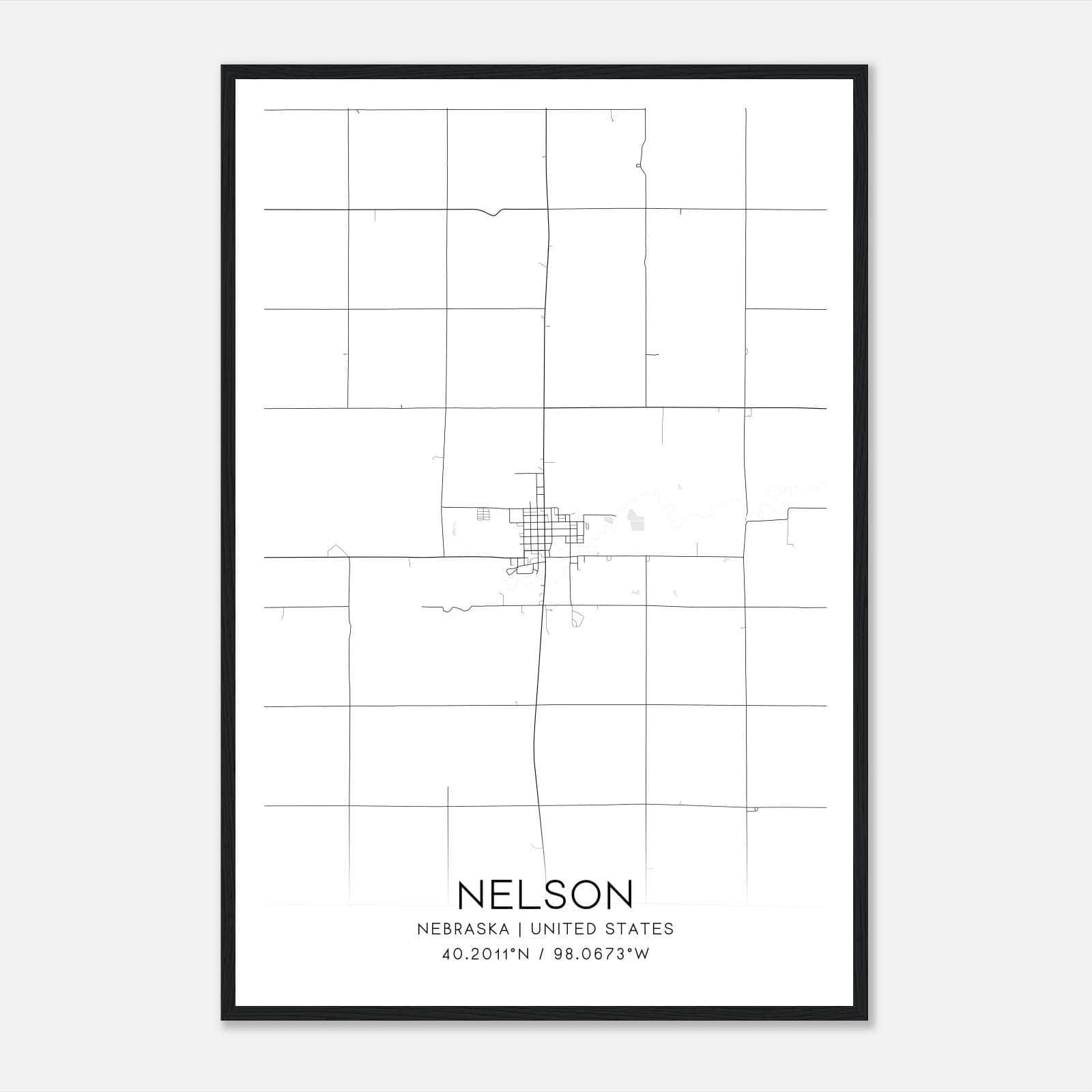 Nelson Nebraska Map Poster, Modern Home Decor Wall Art Print Nelson Nebraska Map Poster, Modern Home Decor Wall Art Print