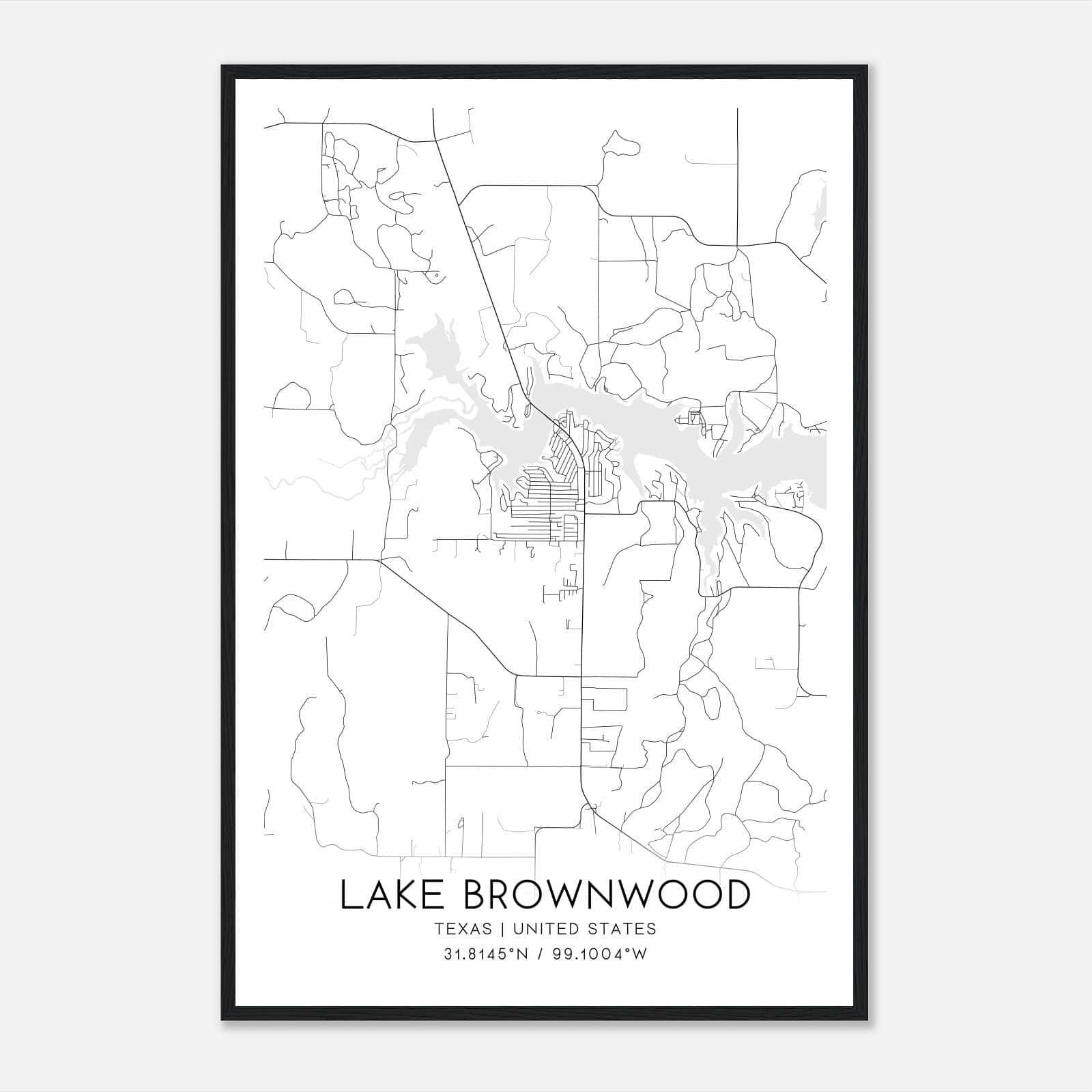 Lake Brownwood Texas Map Poster, Modern Home Decor Wall Art Print Lake Brownwood Texas Map Poster, Modern Home Decor Wall Art Print