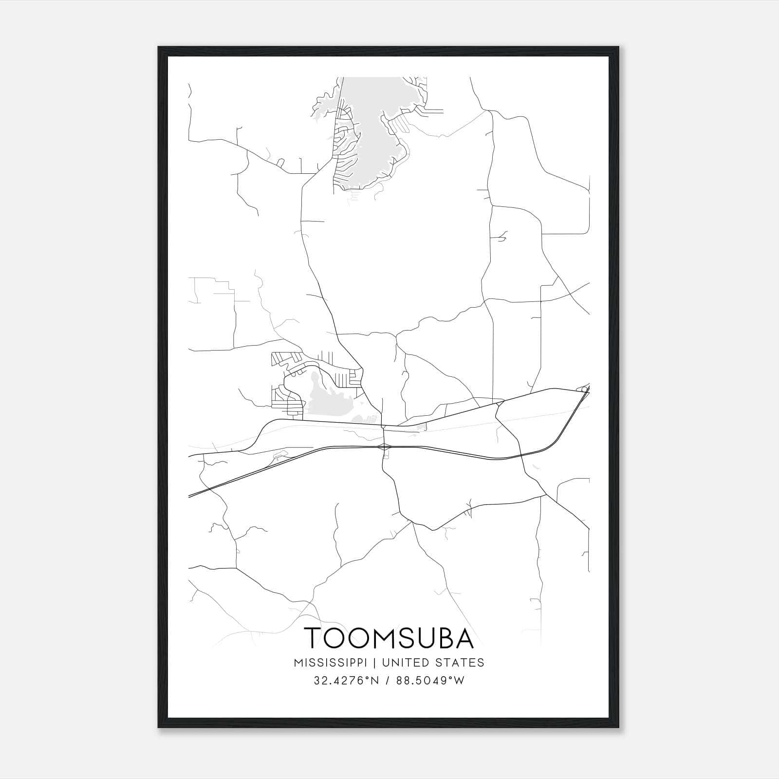 Toomsuba Mississippi Map Poster, Modern Home Decor Wall Art Print Toomsuba Mississippi Map Poster, Modern Home Decor Wall Art Print