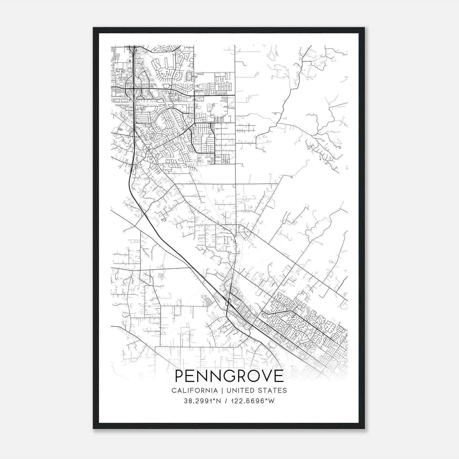 Penngrove California Map Poster, Modern Home Decor Wall Art Print Penngrove California Map Poster, Modern Home Decor Wall Art Print