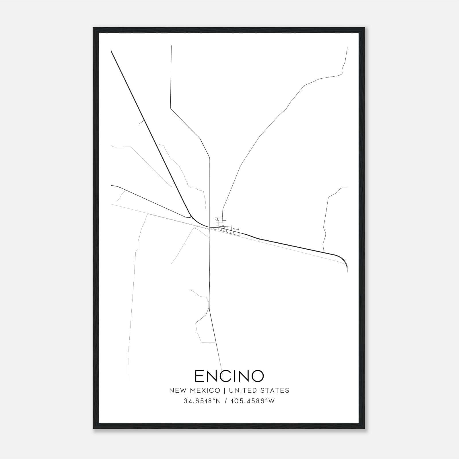 Encino New Mexico Map Poster, Modern Home Decor Wall Art Print Encino New Mexico Map Poster, Modern Home Decor Wall Art Print