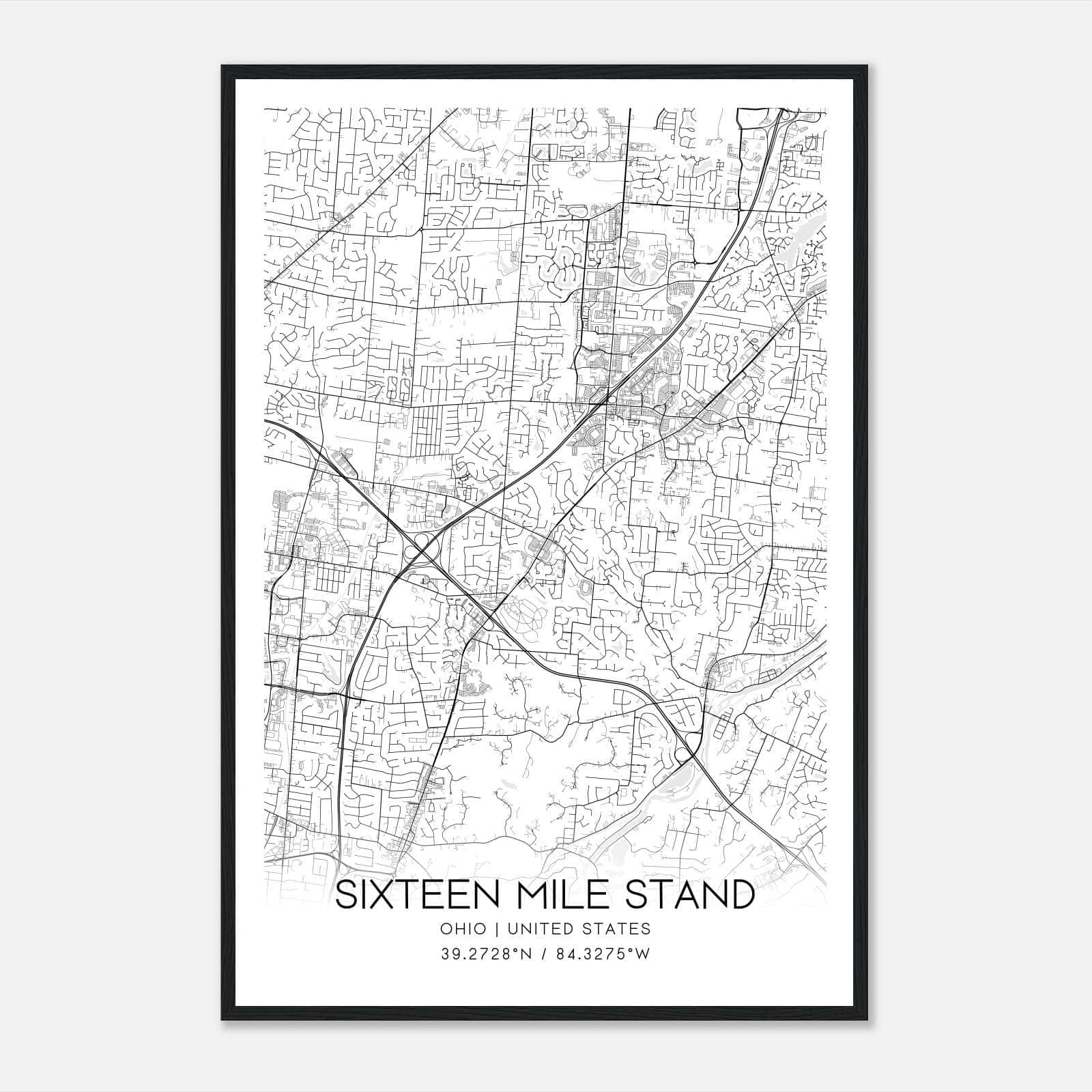 Sixteen Mile Stand Ohio Map Poster, Modern Home Decor Wall Art Print Sixteen Mile Stand Ohio Map Poster, Modern Home Decor Wall Art Print