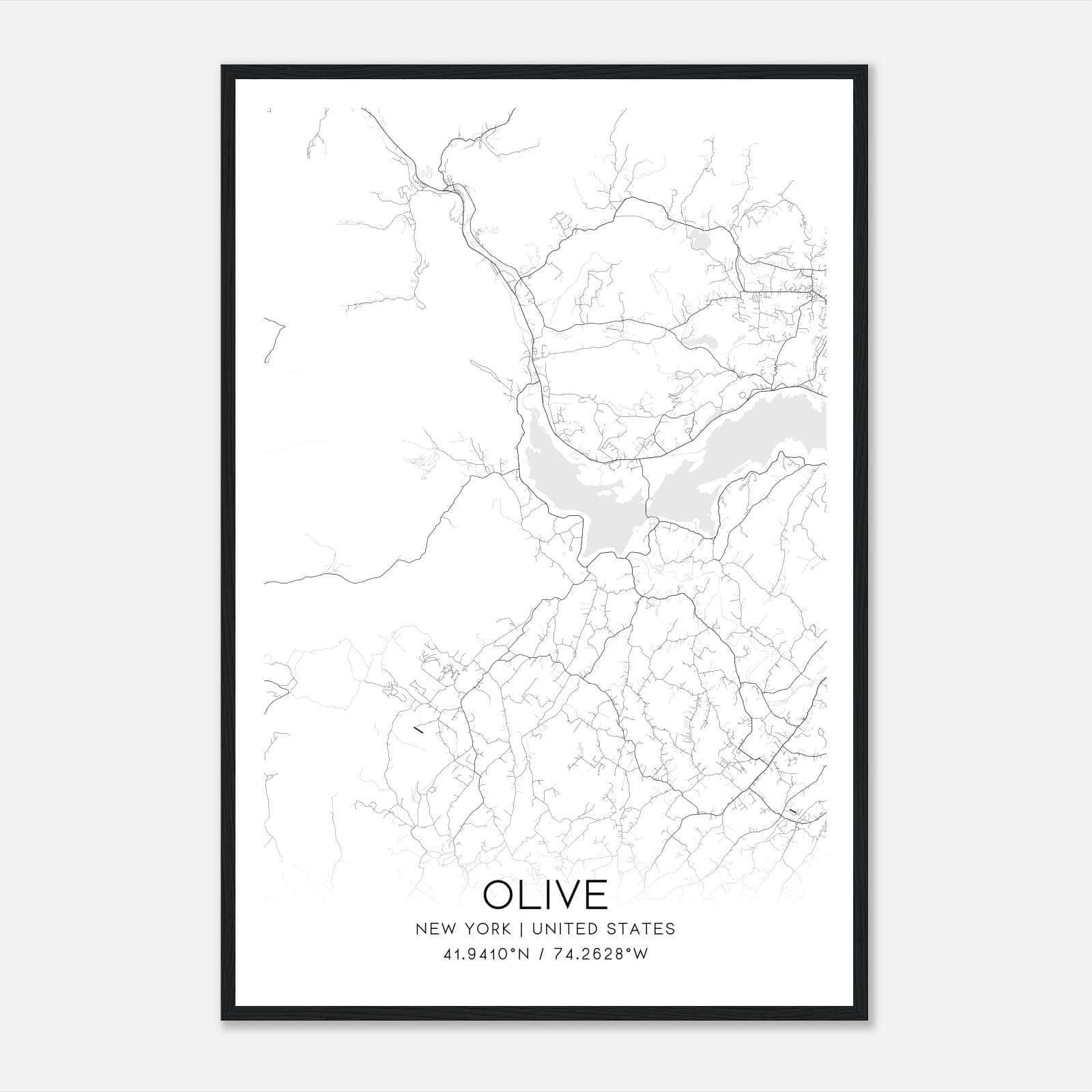 Olive New York Map Poster, Modern Home Decor Wall Art Print Olive New York Map Poster, Modern Home Decor Wall Art Print