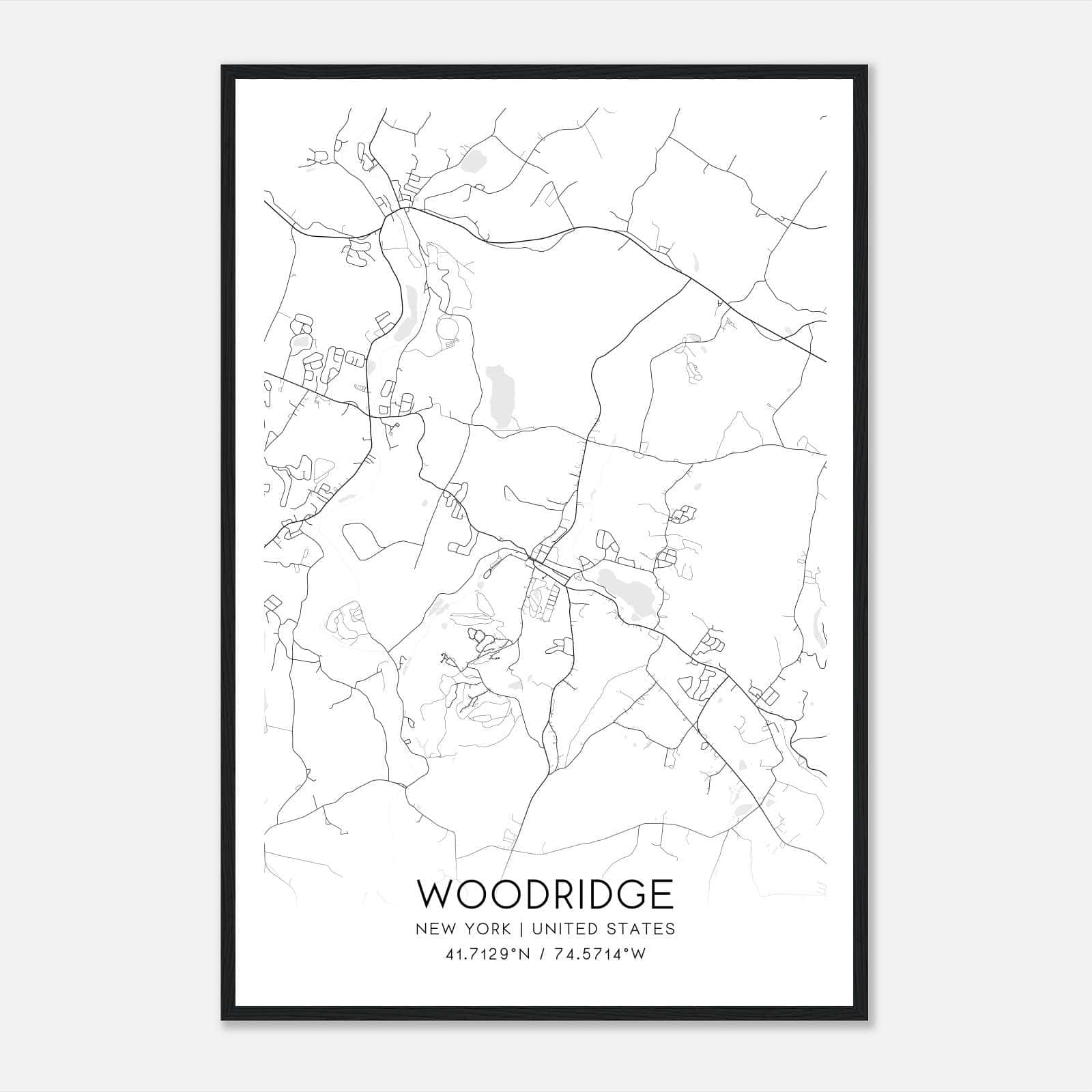 Woodridge New York Map Poster, Modern Home Decor Wall Art Print Woodridge New York Map Poster, Modern Home Decor Wall Art Print
