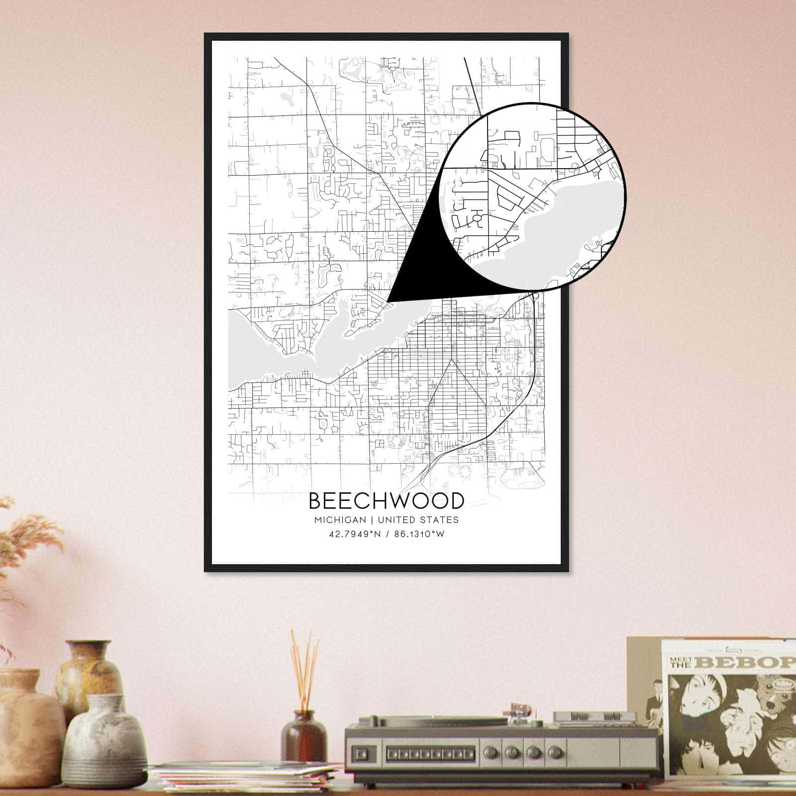 Deerfield Kansas Map Poster, Modern Home Decor Wall Art Print (Copy)