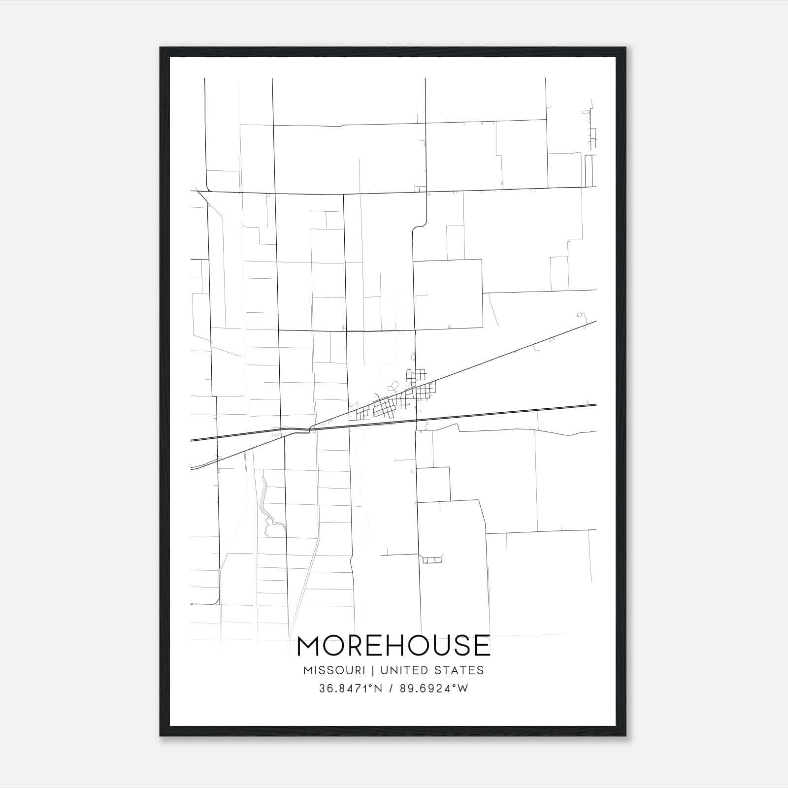 Morehouse Missouri Map Poster, Modern Home Decor Wall Art Print Morehouse Missouri Map Poster, Modern Home Decor Wall Art Print