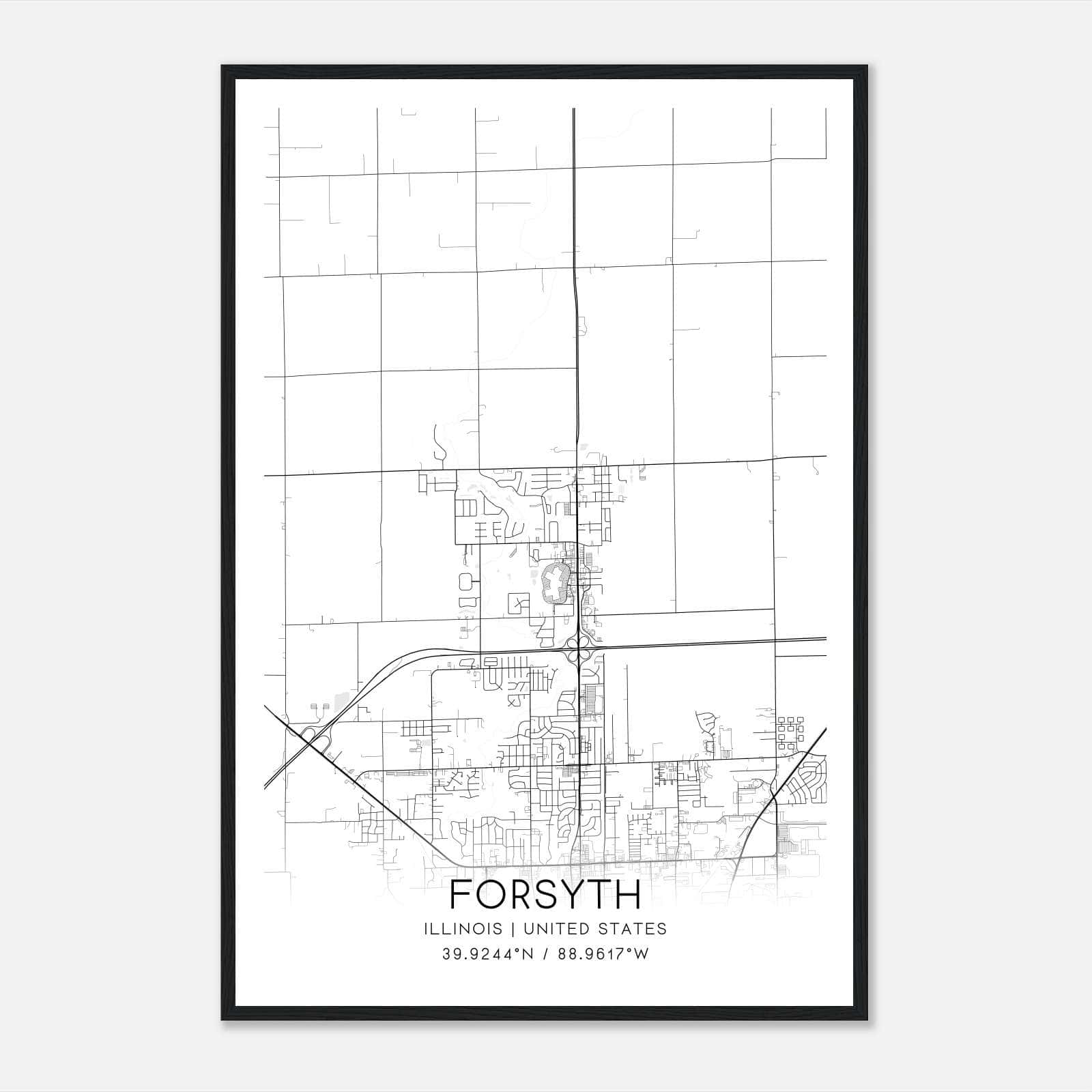Forsyth Illinois Map Poster, Modern Home Decor Wall Art Print Forsyth Illinois Map Poster, Modern Home Decor Wall Art Print