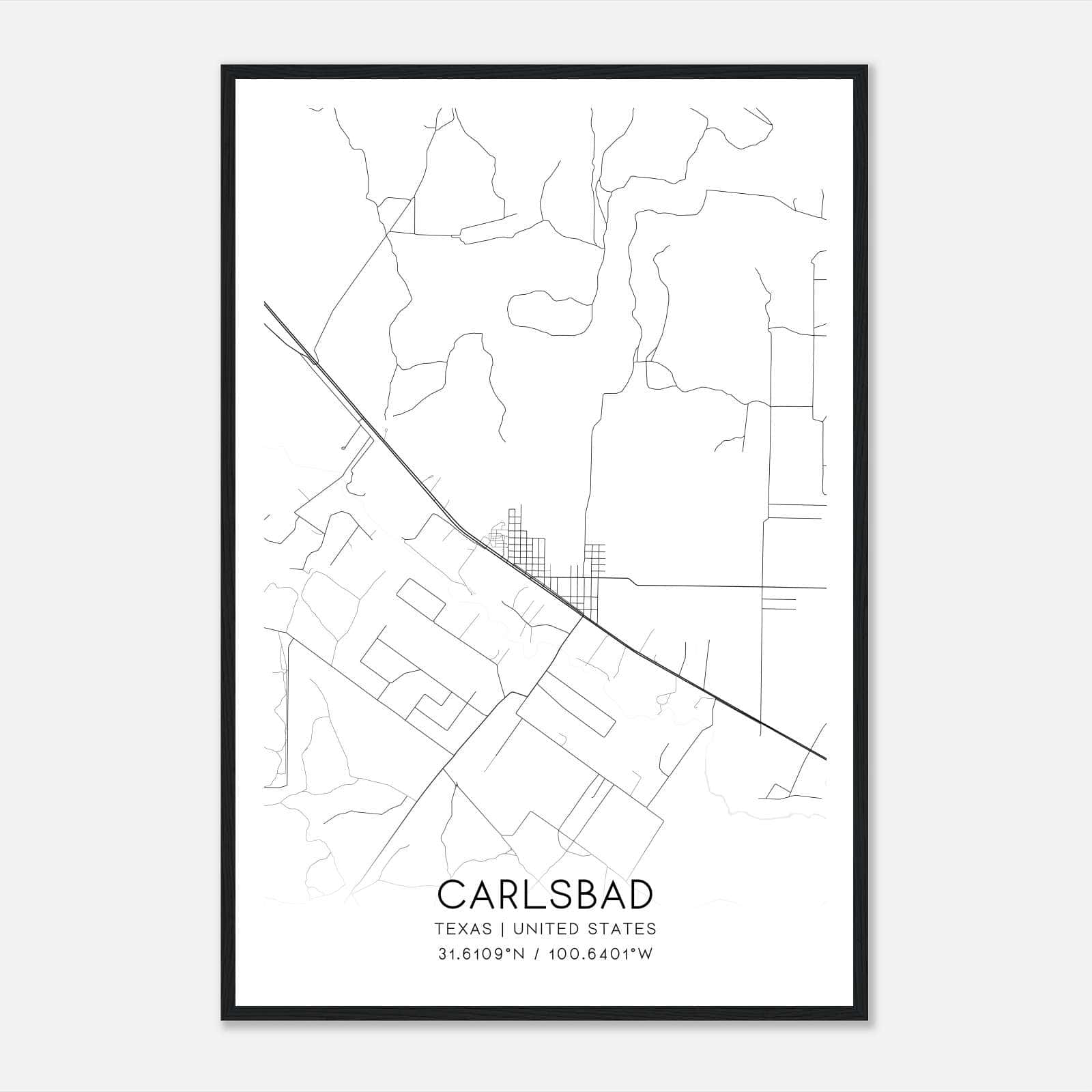 Carlsbad Texas Map Poster, Modern Home Decor Wall Art Print Carlsbad Texas Map Poster, Modern Home Decor Wall Art Print