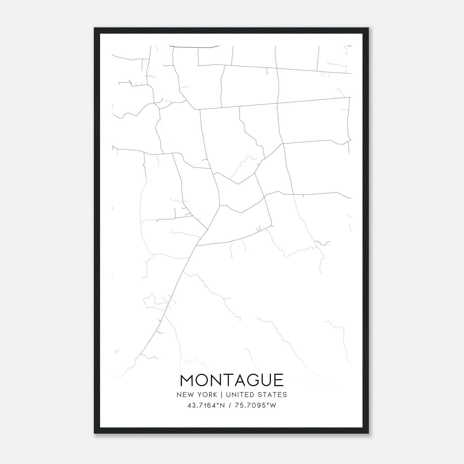 Montague New York Map Poster, Modern Home Decor Wall Art Print Montague New York Map Poster, Modern Home Decor Wall Art Print