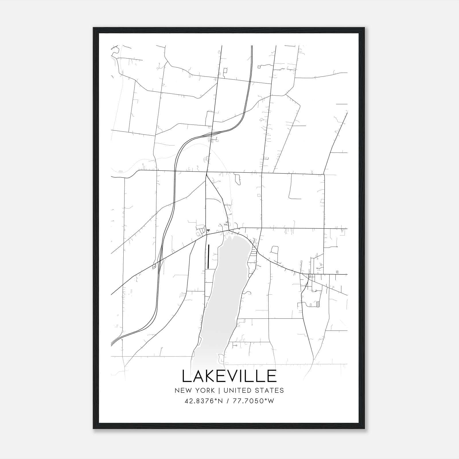 Lakeville New York Map Poster, Modern Home Decor Wall Art Print Lakeville New York Map Poster, Modern Home Decor Wall Art Print