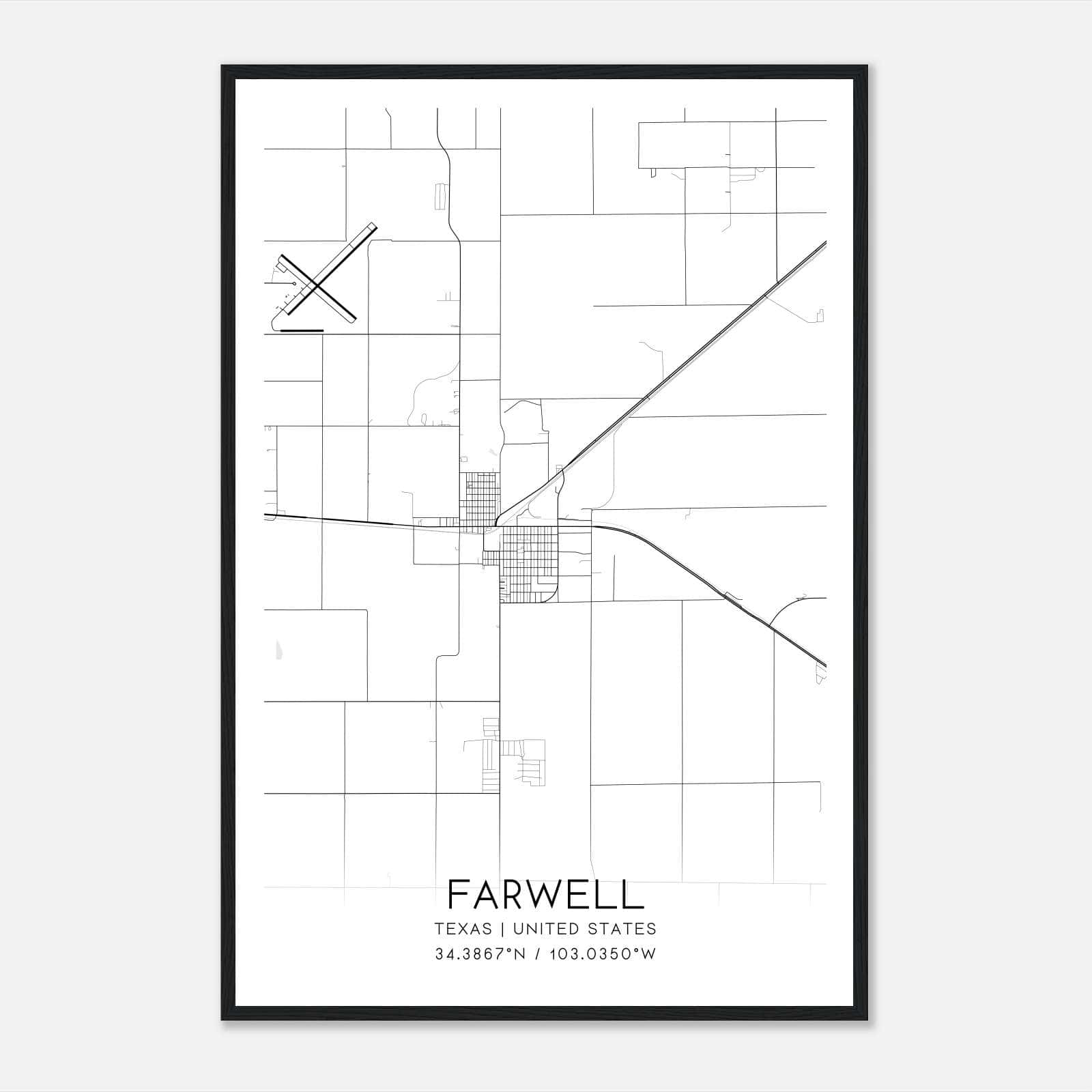 Farwell Texas Map Poster, Modern Home Decor Wall Art Print Farwell Texas Map Poster, Modern Home Decor Wall Art Print