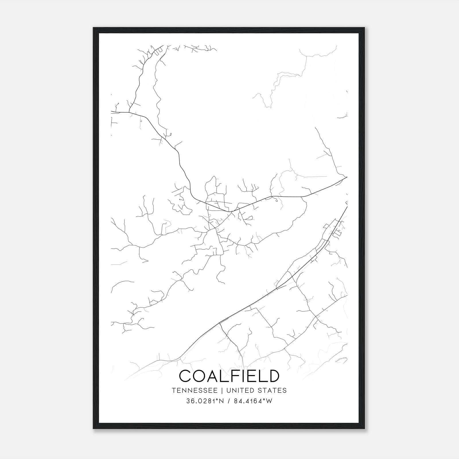 Coalfield Tennessee Map Poster, Modern Home Decor Wall Art Print Coalfield Tennessee Map Poster, Modern Home Decor Wall Art Print