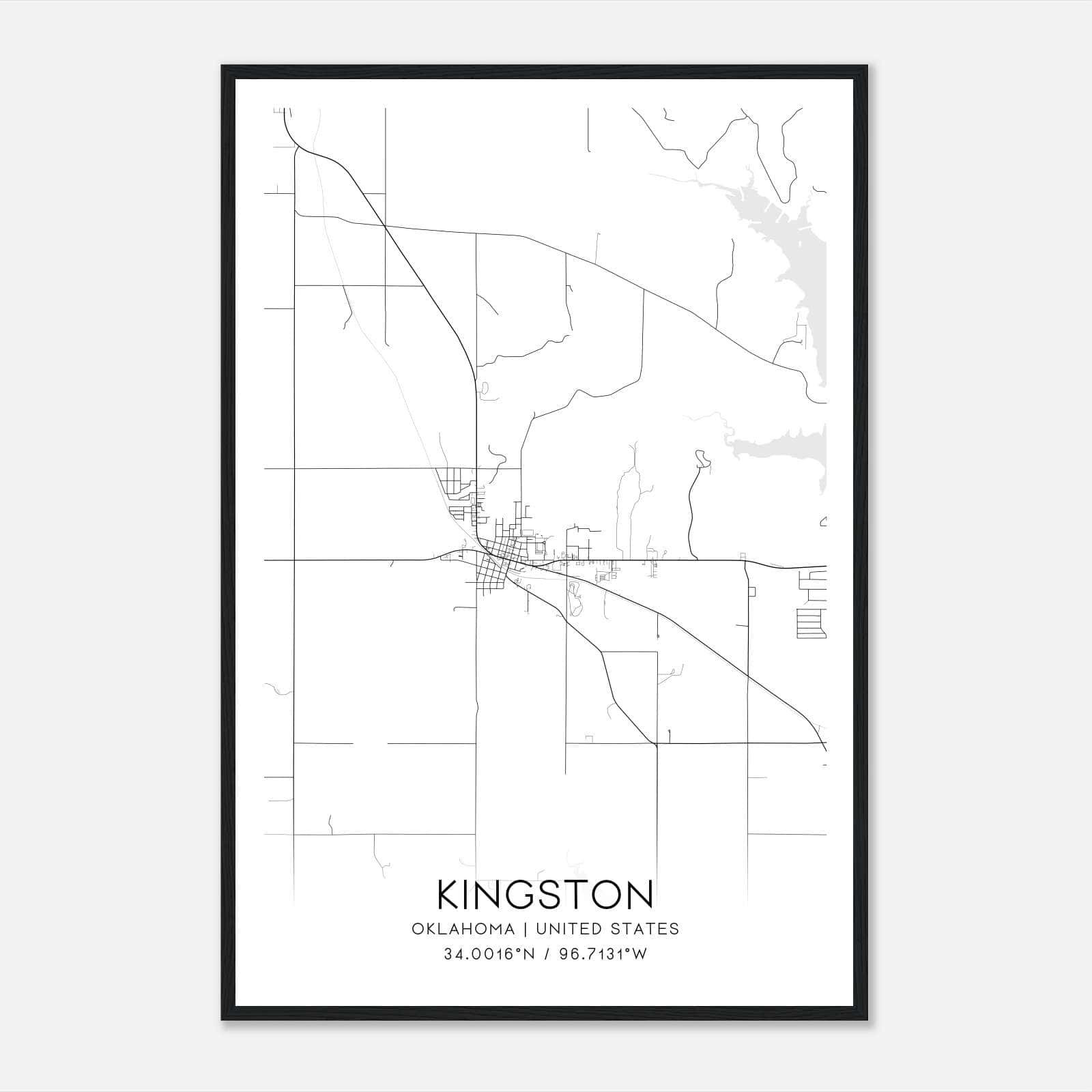 Kingston Oklahoma Map Poster, Modern Home Decor Wall Art Print Kingston Oklahoma Map Poster, Modern Home Decor Wall Art Print