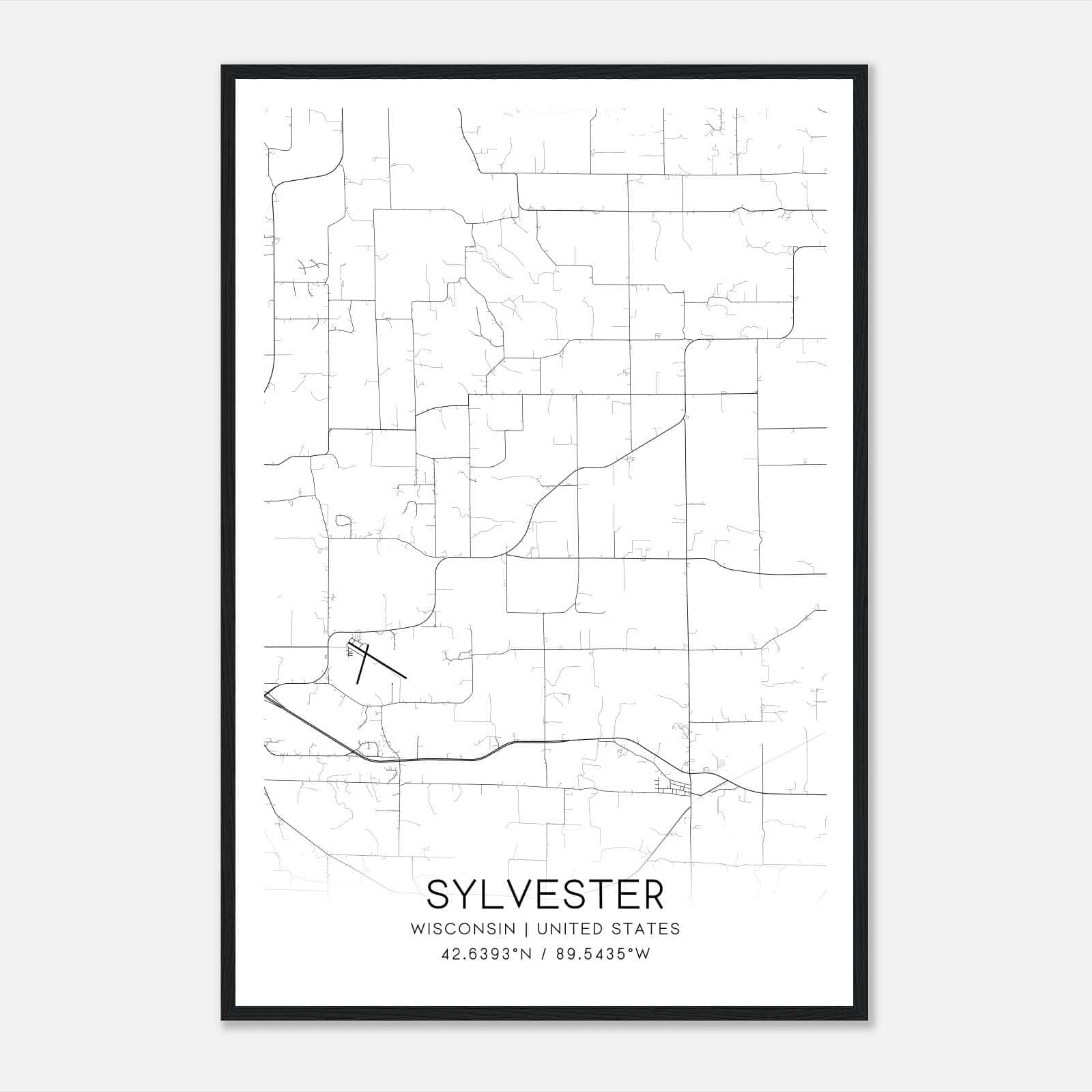 Sylvester Wisconsin Map Poster, Modern Home Decor Wall Art Print Sylvester Wisconsin Map Poster, Modern Home Decor Wall Art Print