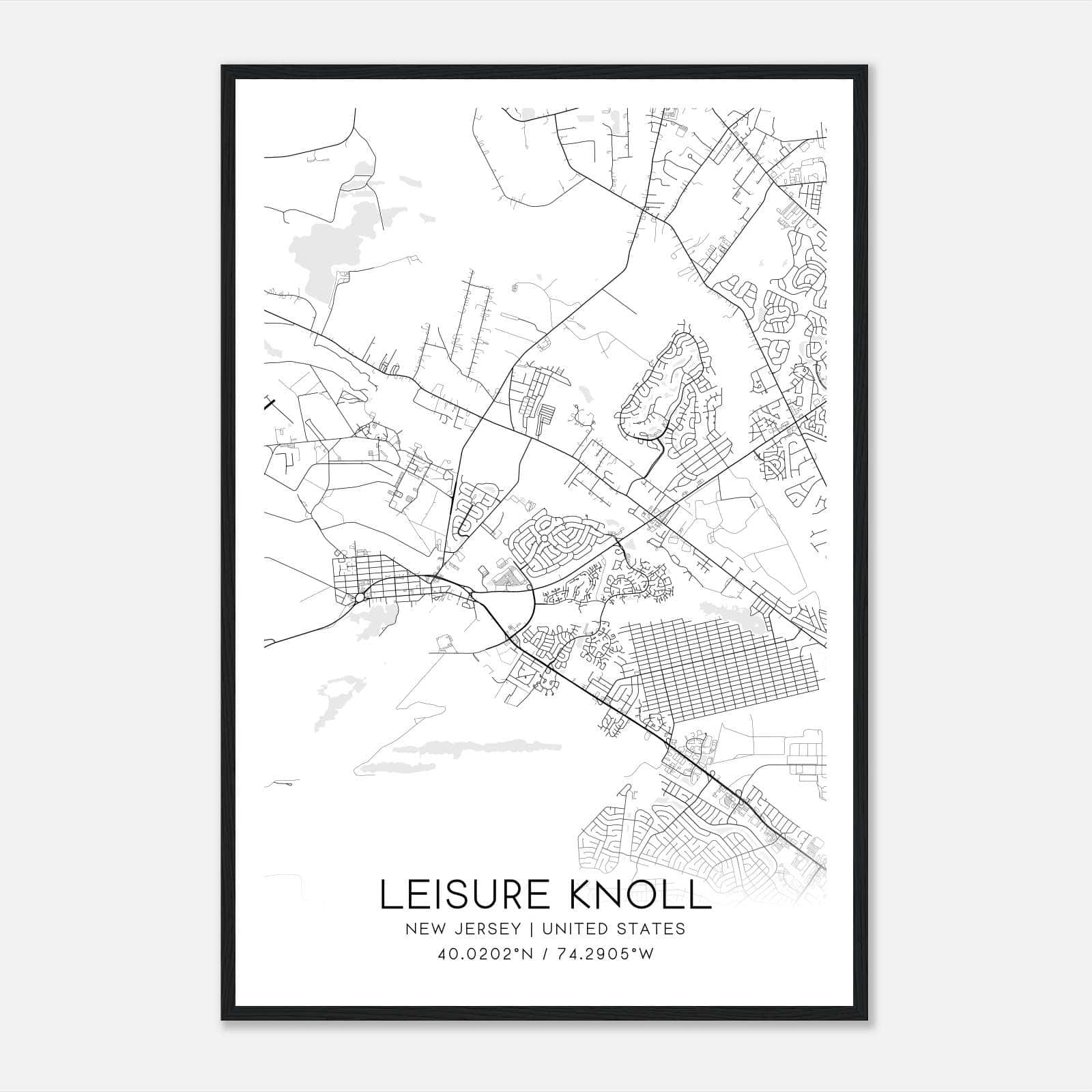Leisure Knoll New Jersey Map Poster, Modern Home Decor Wall Art Print Leisure Knoll New Jersey Map Poster, Modern Home Decor Wall Art Print