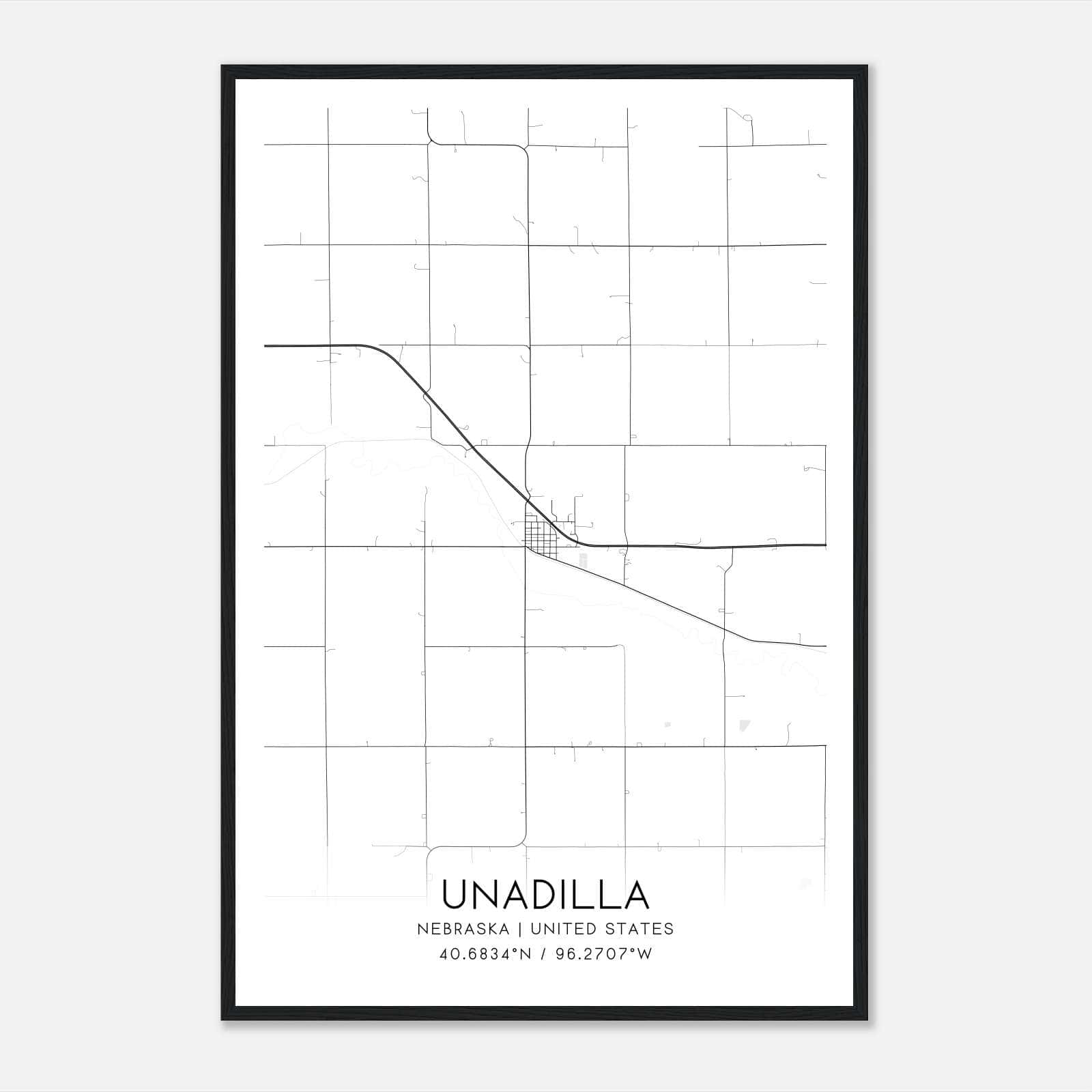 Unadilla Nebraska Map Poster, Modern Home Decor Wall Art Print Unadilla Nebraska Map Poster, Modern Home Decor Wall Art Print
