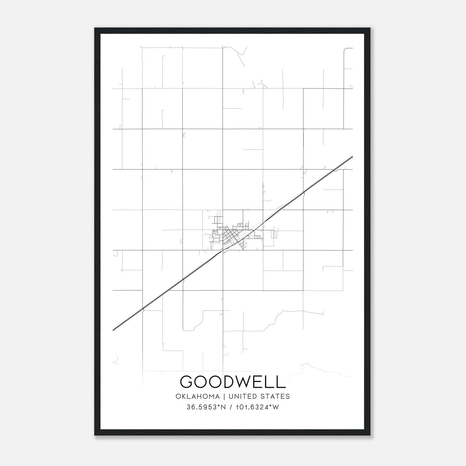 Goodwell Oklahoma Map Poster, Modern Home Decor Wall Art Print Goodwell Oklahoma Map Poster, Modern Home Decor Wall Art Print