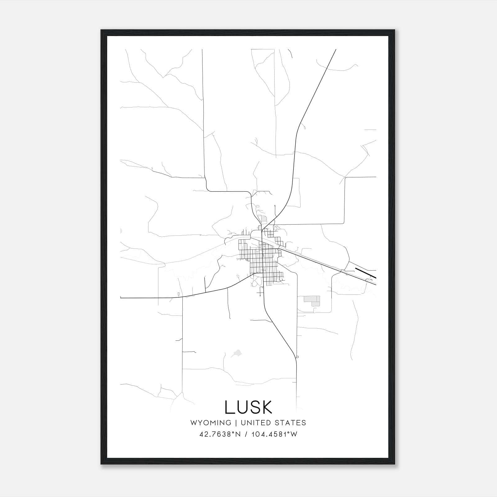 Lusk Wyoming Map Poster, Modern Home Decor Wall Art Print Lusk Wyoming Map Poster, Modern Home Decor Wall Art Print