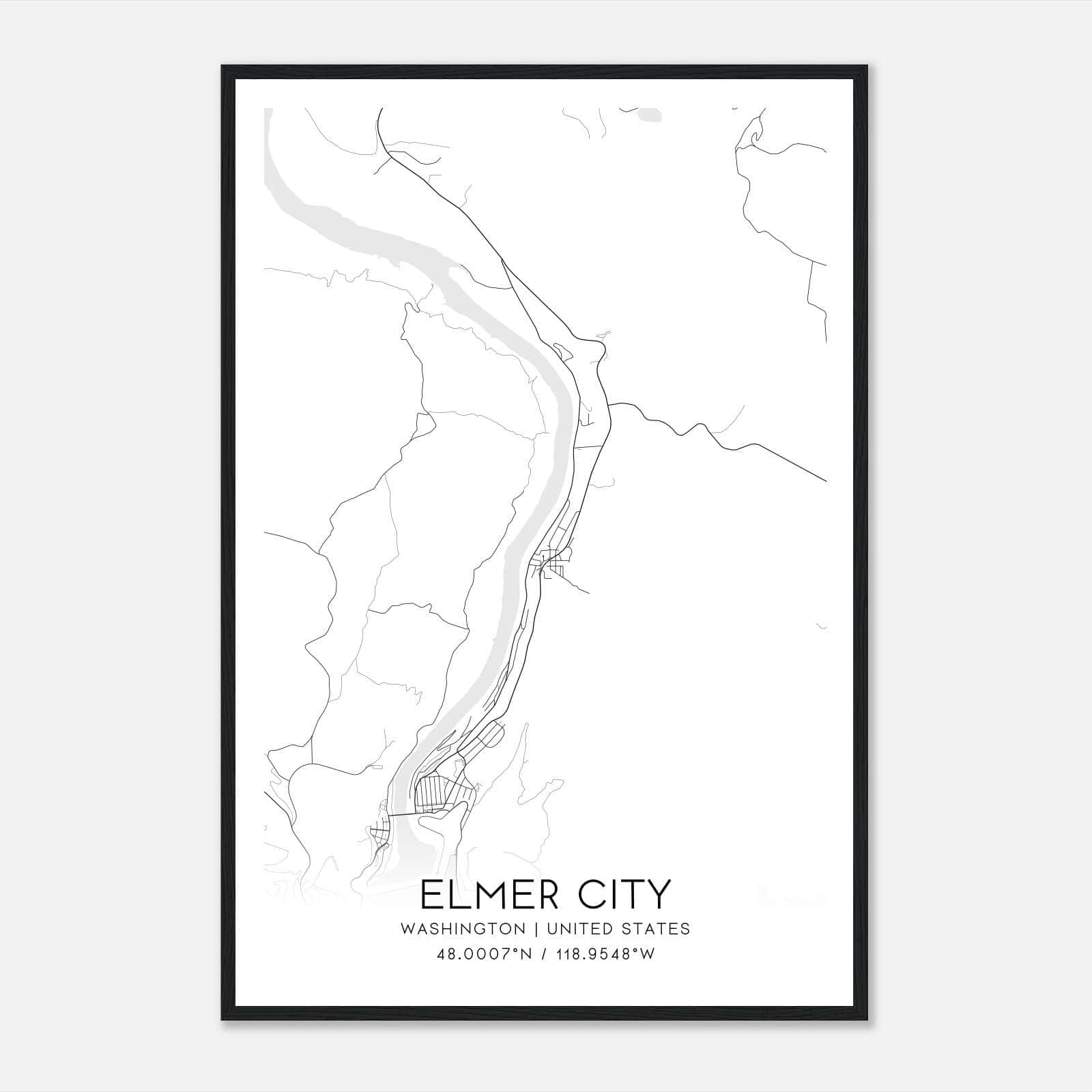 Elmer City Washington Map Poster, Modern Home Decor Wall Art Print Elmer City Washington Map Poster, Modern Home Decor Wall Art Print